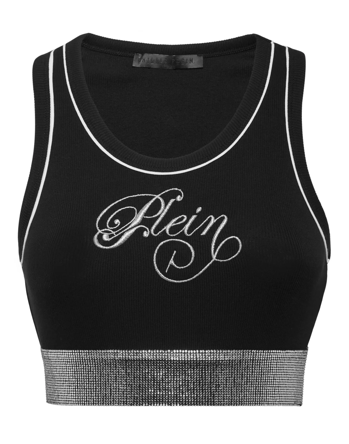 Cropped Tank Top Elastic Strass, цвет: Черный