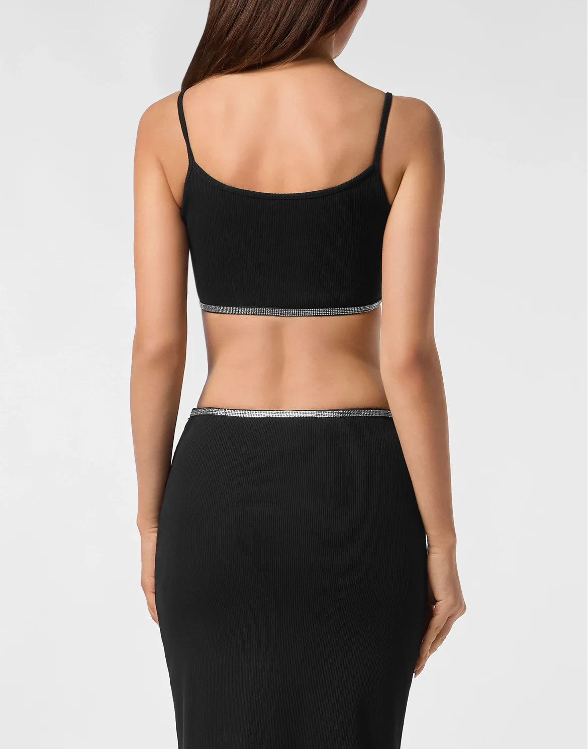 Mini Tank Top Elastic Strass Signature, цвет: Черный