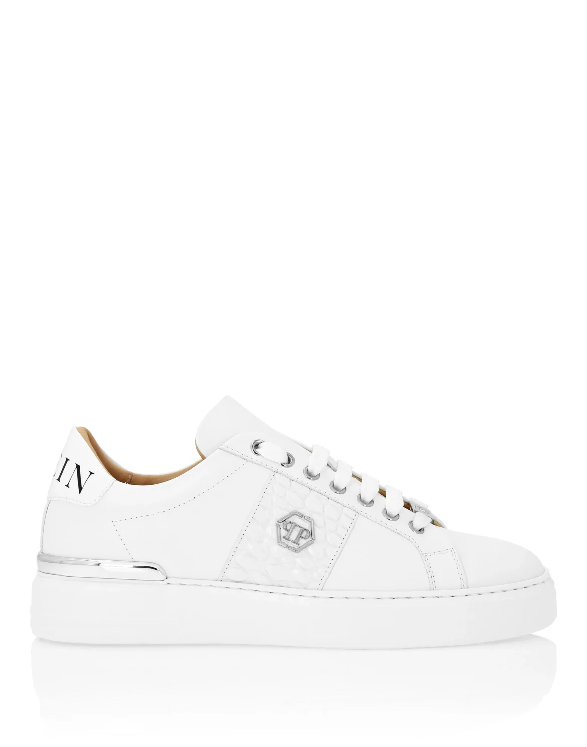 Mix Leather Lo-Top Sneakers Hexagon, цвет: Белый