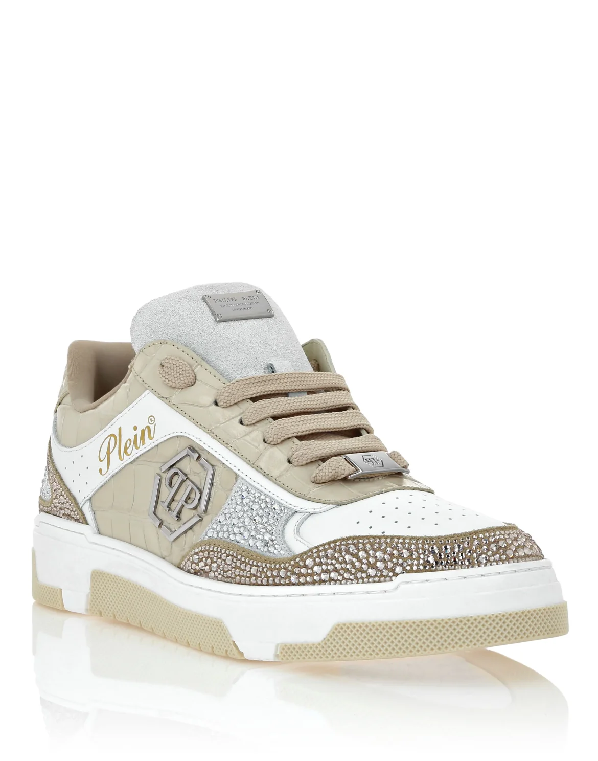 Low Top Sneakers Mix Strass Cocco, цвет: Бежевый