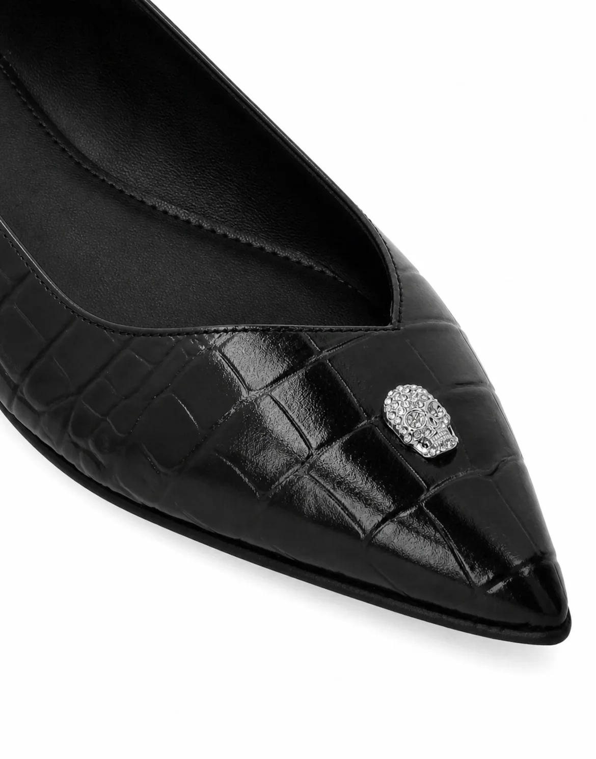 Asymmetric Ballerina Flats Skull, цвет: Черный