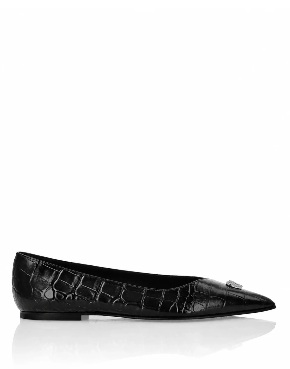 Asymmetric Ballerina Flats Skull, цвет: Черный