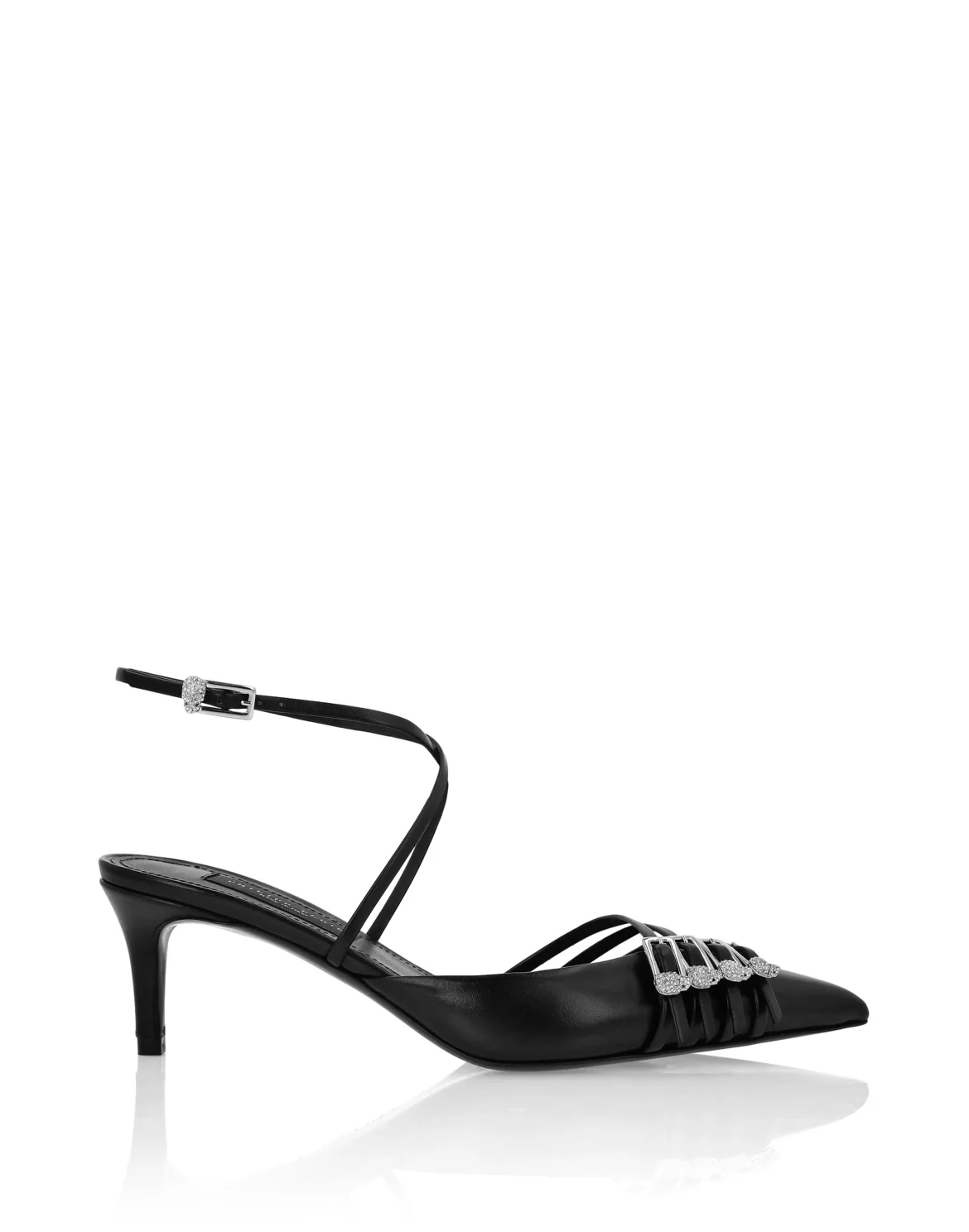 Multi-Strap Crossing Mid Heels 5, цвет: Черный