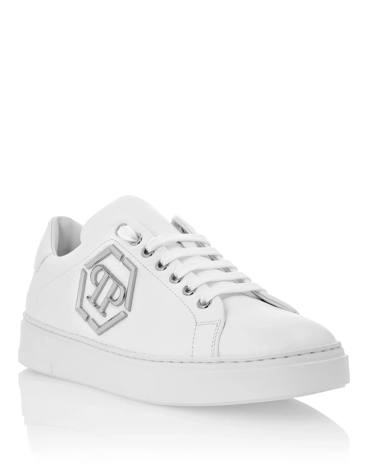 Leather Lo-Top Sneakers Hexagon, цвет: Белый