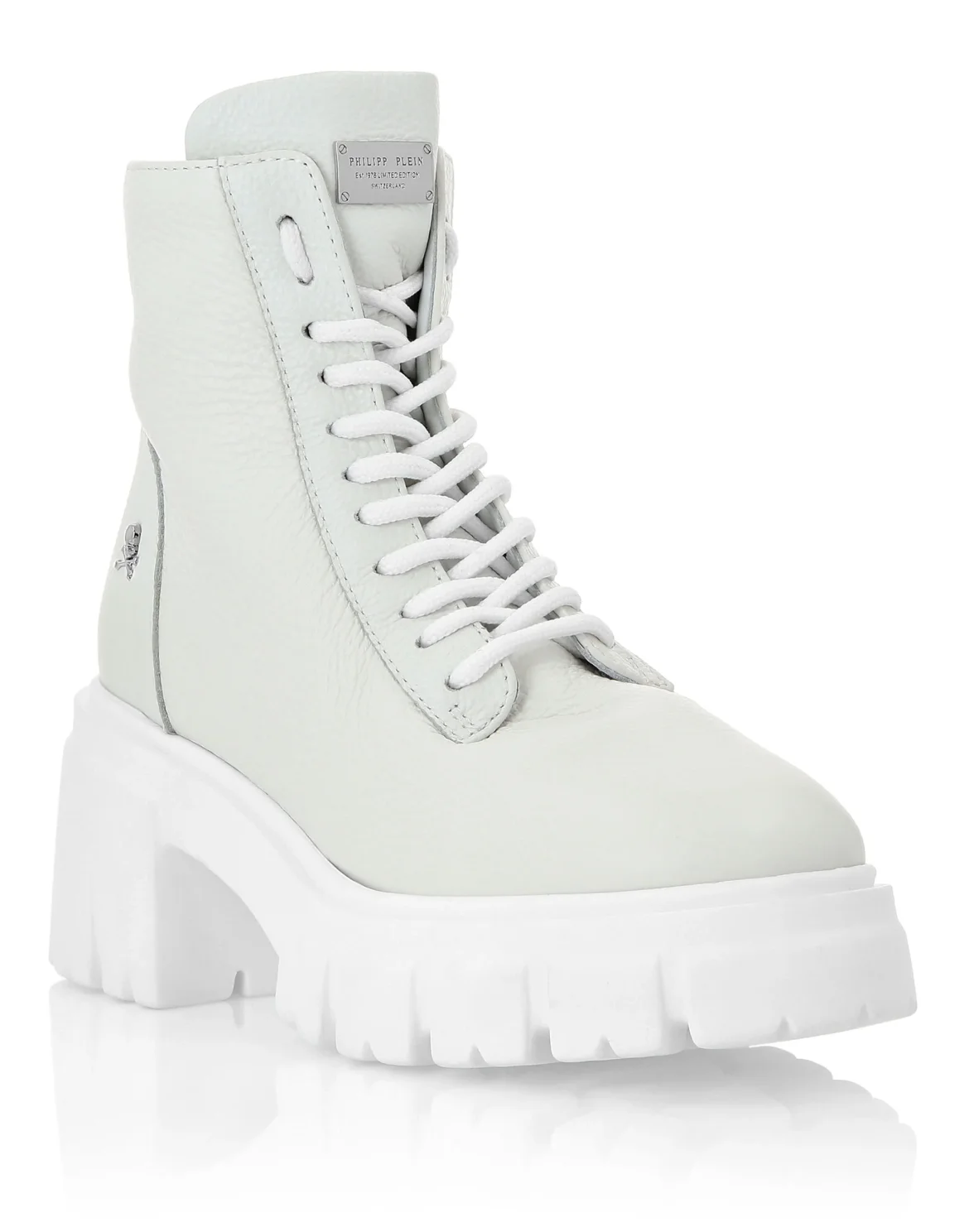 Leather Boots  with shearling inside Iconic Plein, цвет: Белый