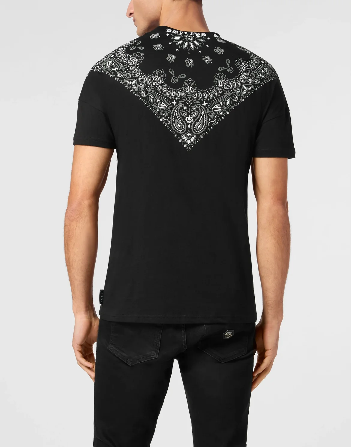 Round Neck T-Shirt Paisley Bandana, цвет: Черный