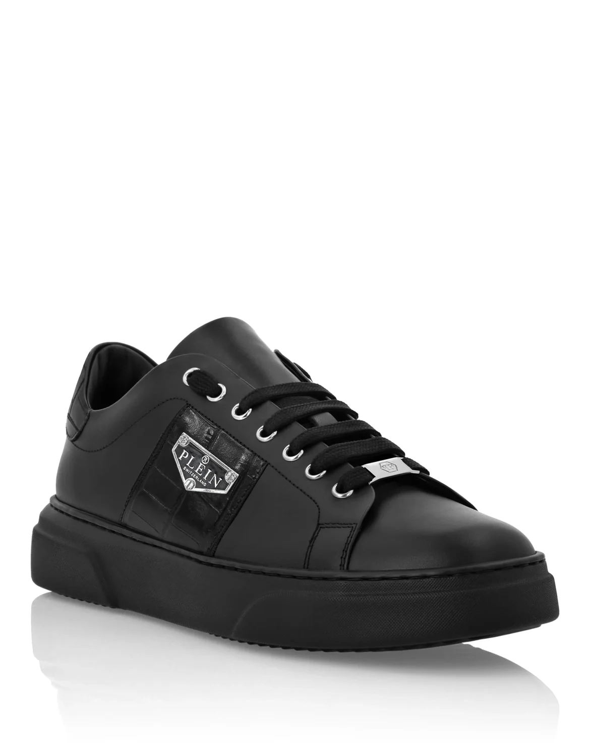 Nappa Leather Lo-Top Sneakers Triangle Plein, цвет: Черный