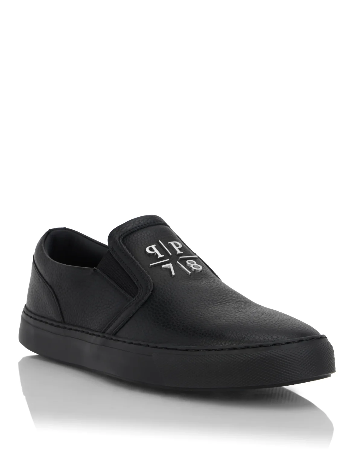 Deer Print Leather Slip On, цвет: Черный