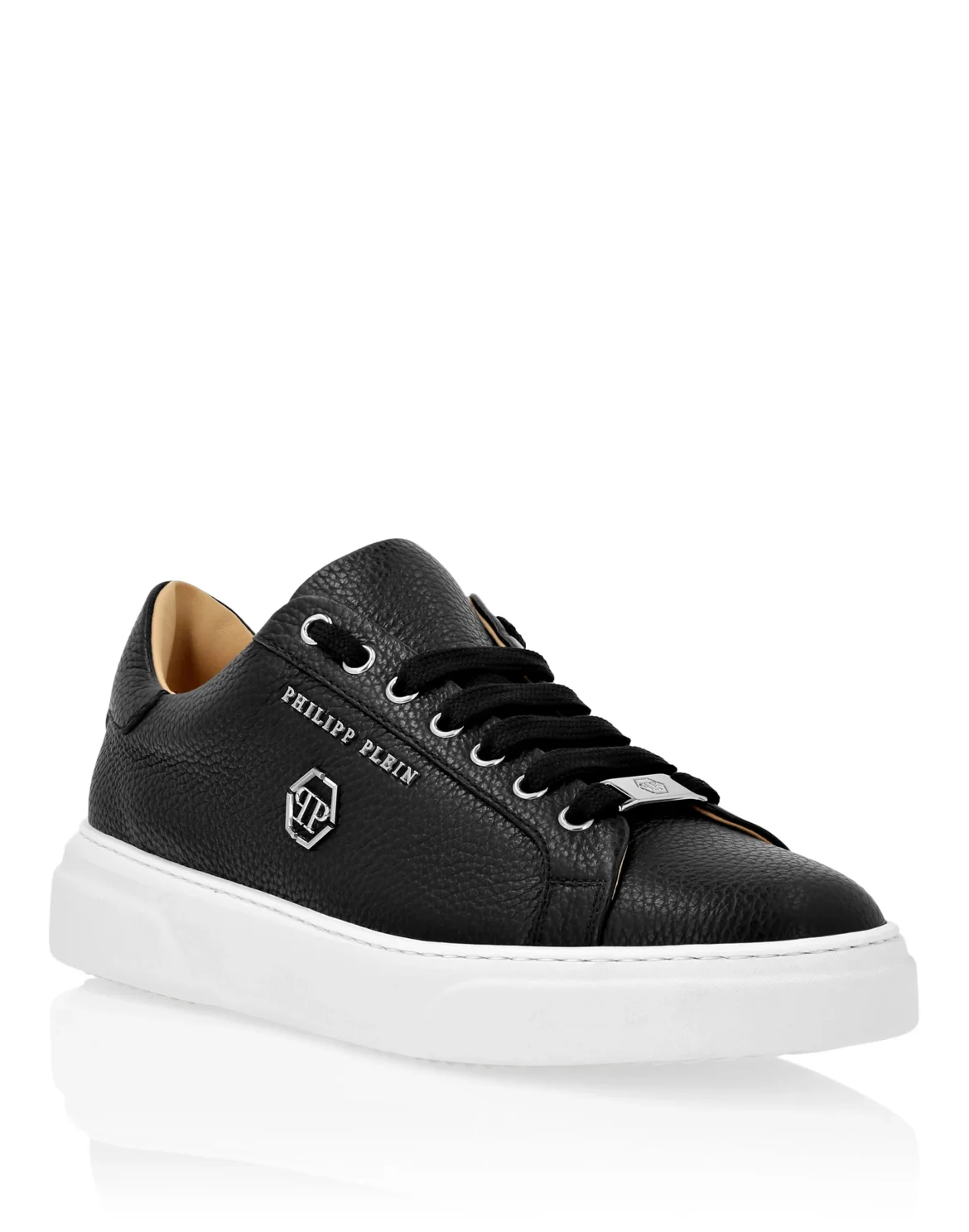 Leather Lo-Top Sneakers Hexagon, цвет: Черный