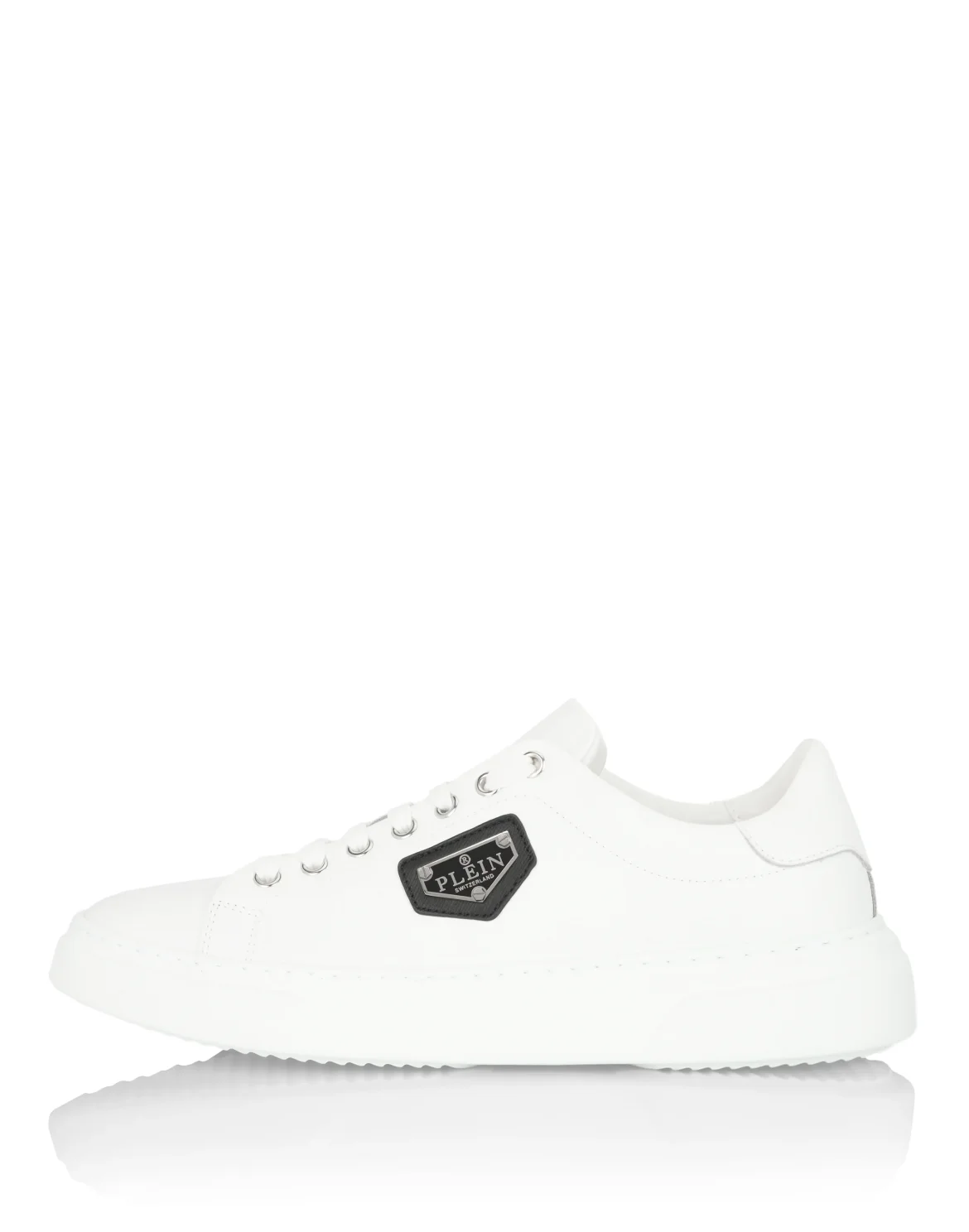 Leather Lo-Top Sneakers Iconic Plein, цвет: Белый