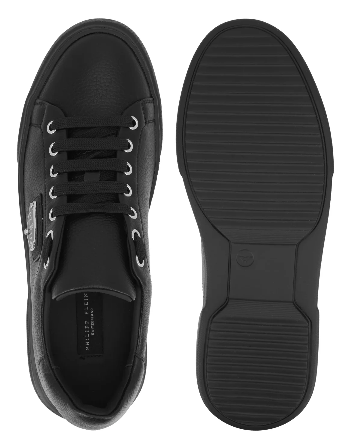 Leather Lo-Top Sneakers Iconic Plein, цвет: Черный