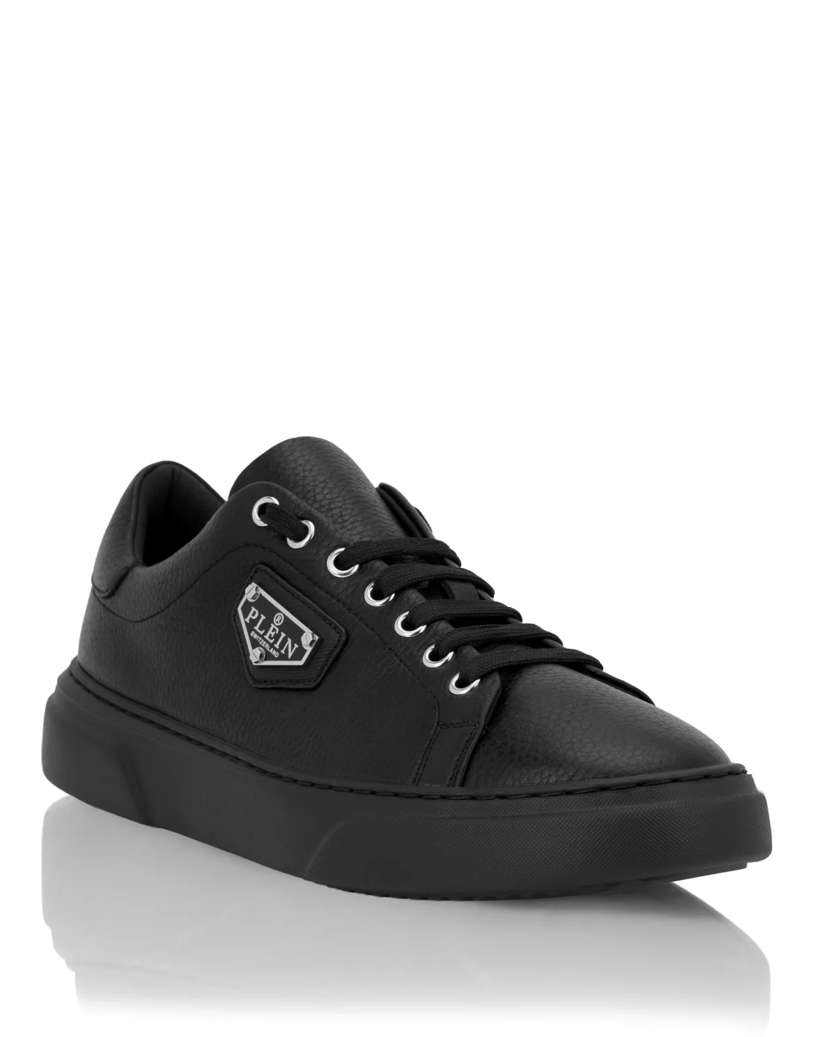 Leather Lo-Top Sneakers Iconic Plein, цвет: Черный