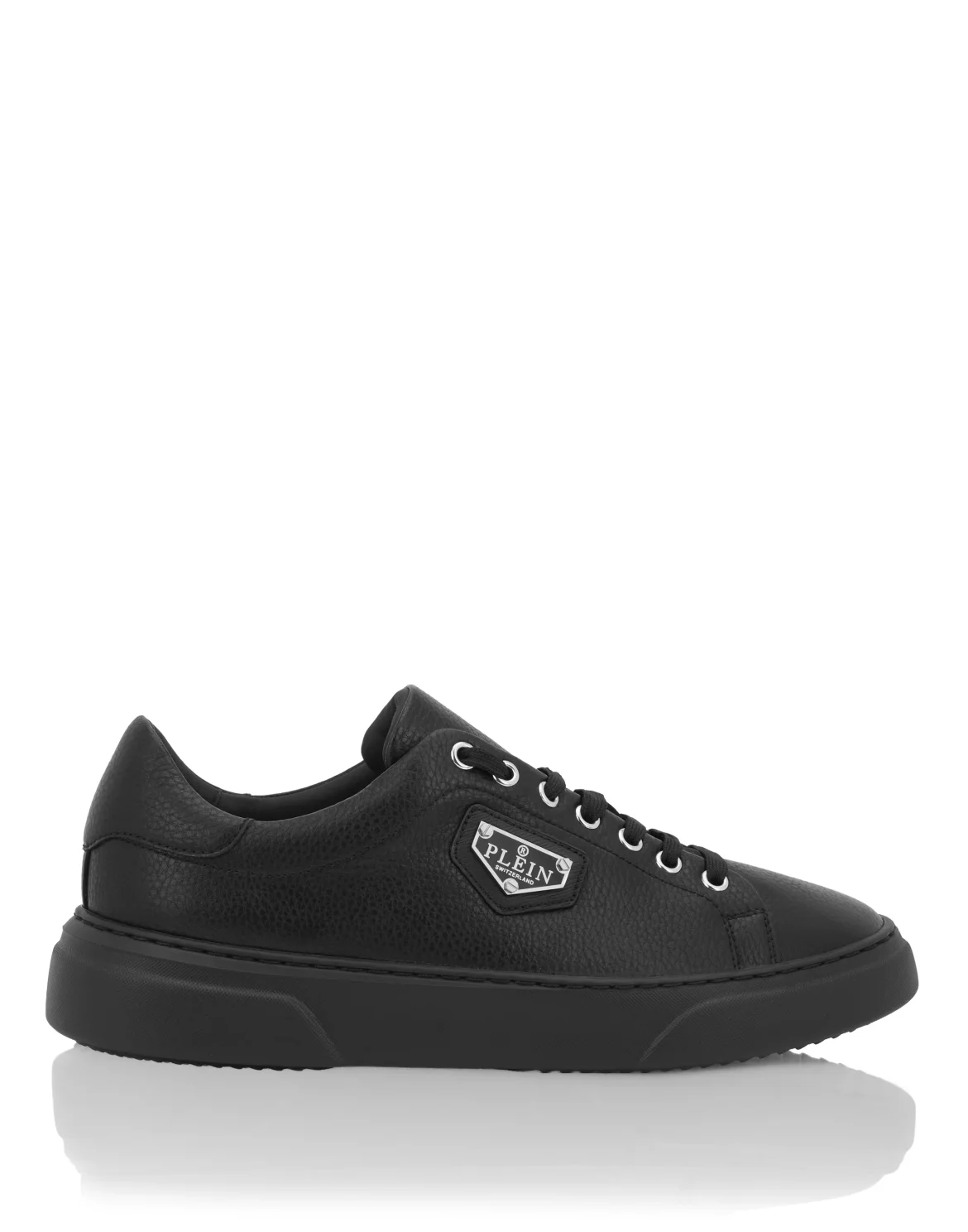 Leather Lo-Top Sneakers Iconic Plein, цвет: Черный
