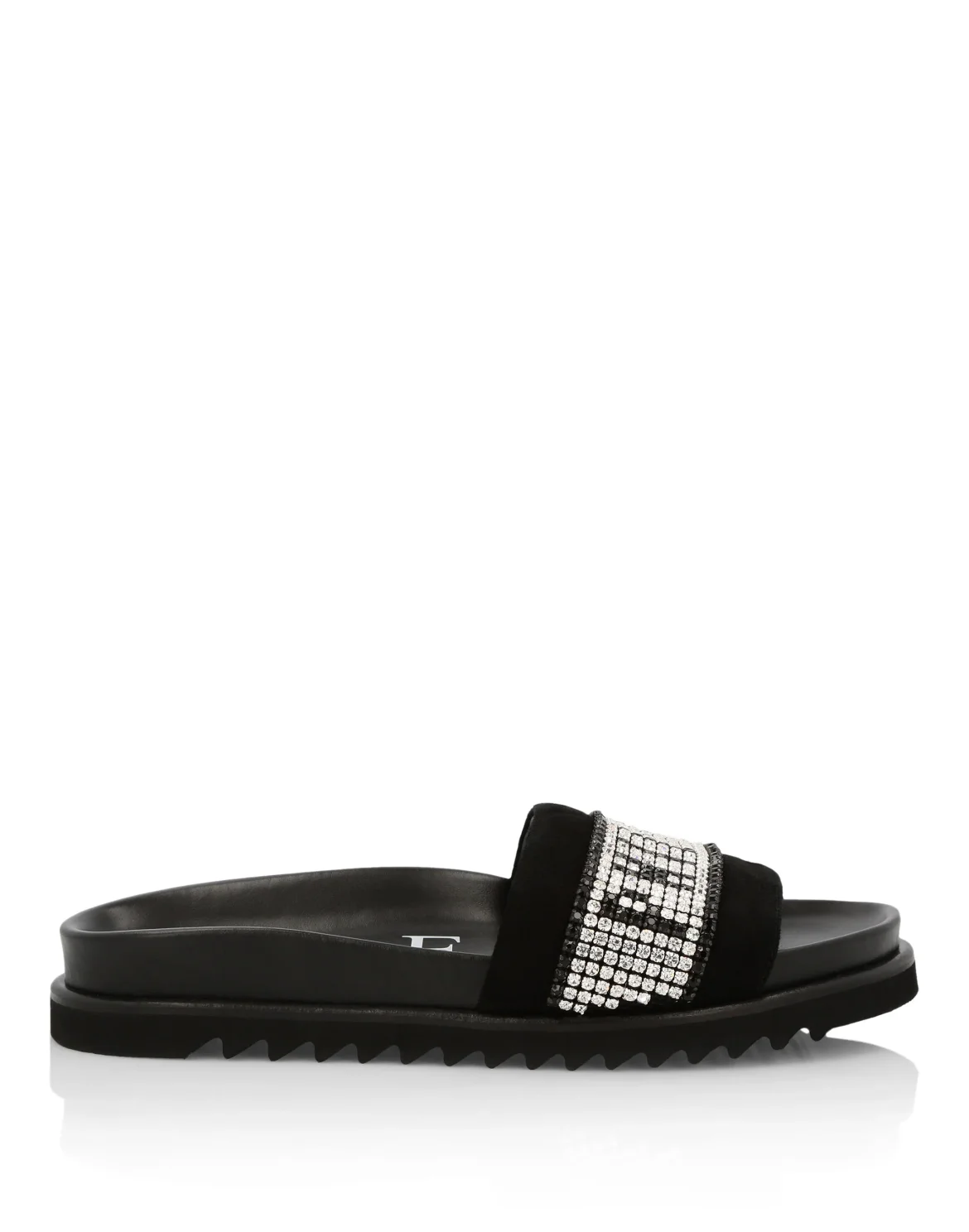 Sandals Flat Crystal Plein, цвет: Черный