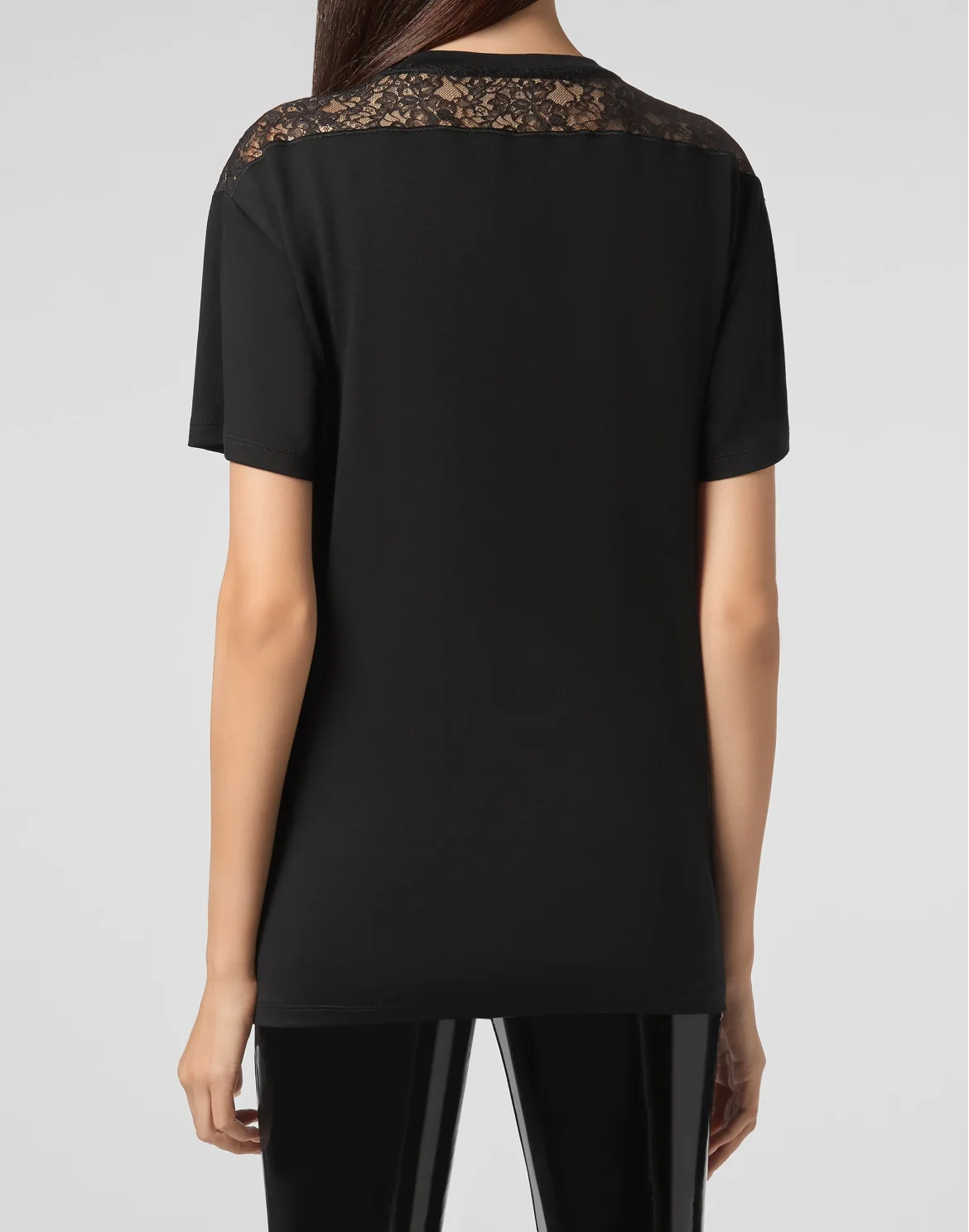 T-shirt Round Neck SS Lace, цвет: Черный