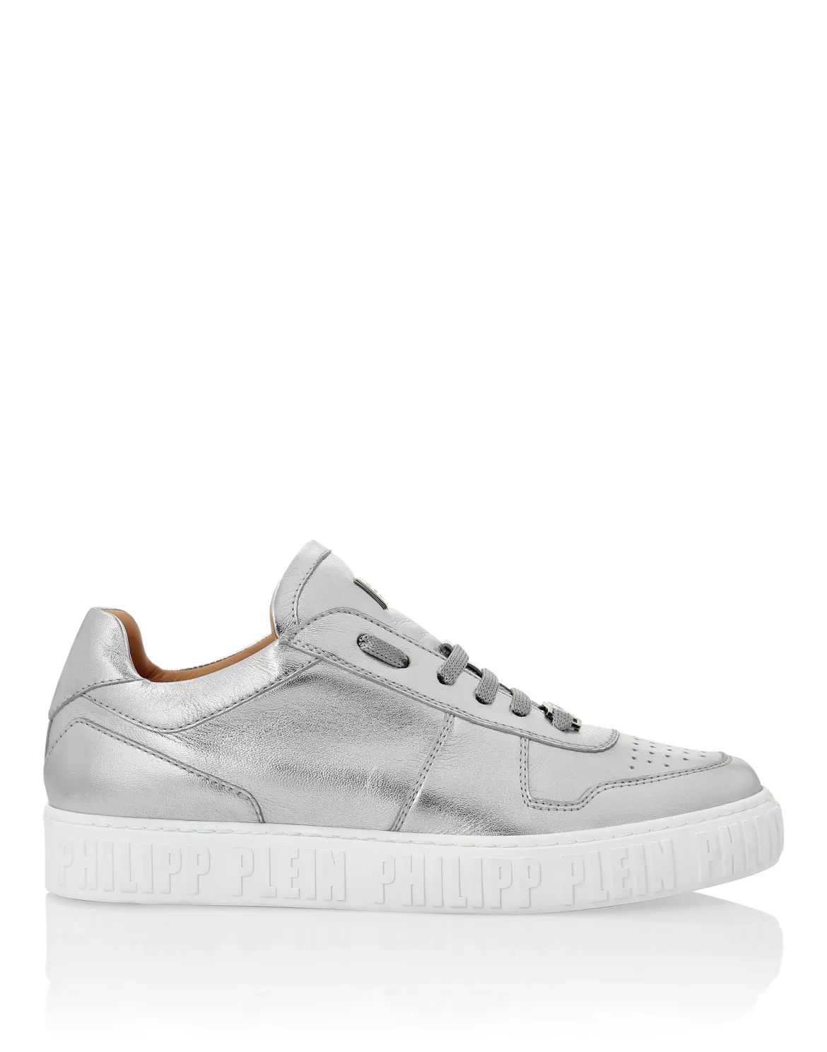 Laminated Leather Lo-Top Sneakers King Power, цвет: Серебристый