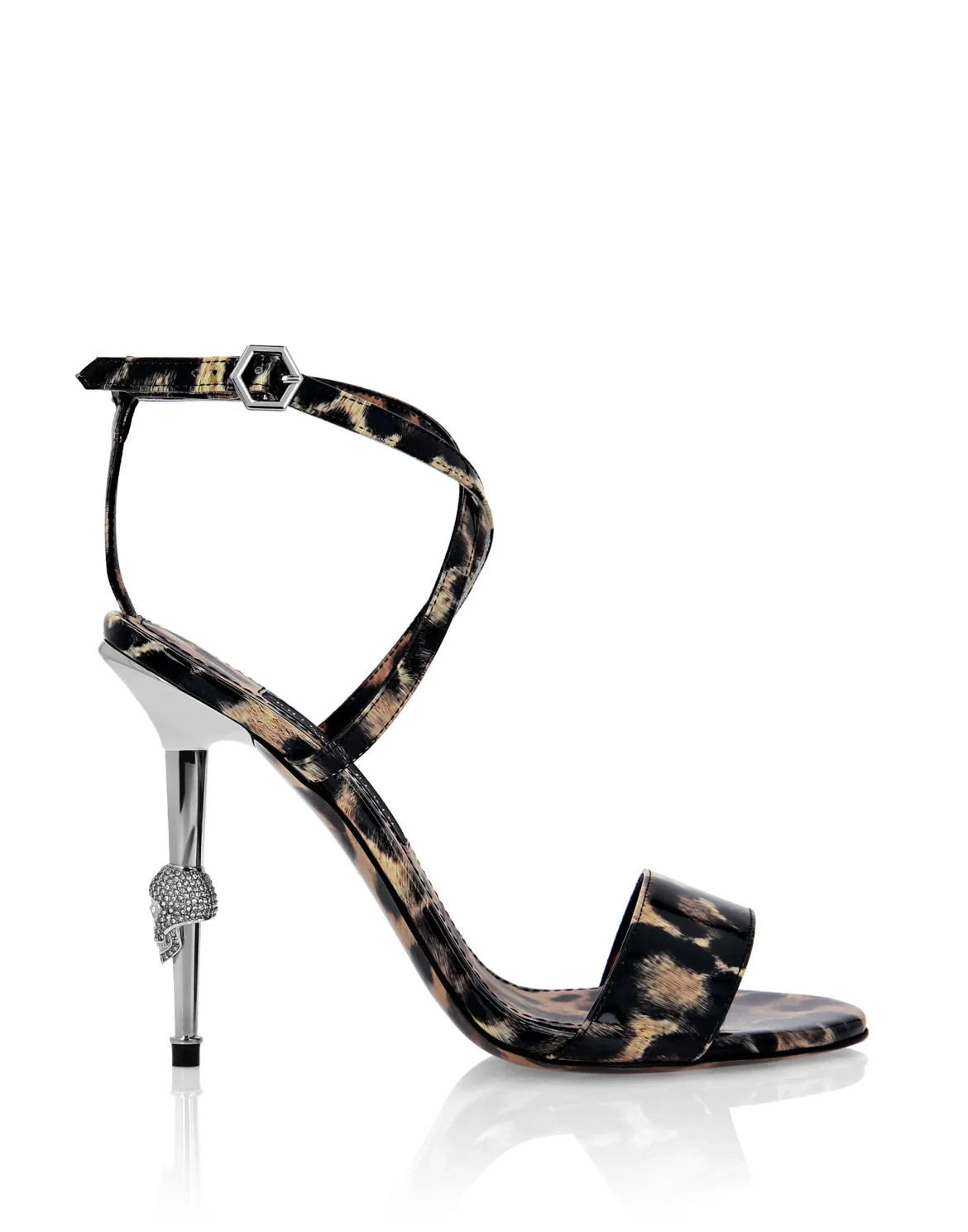 Skull Heel  Leopard Sandals, цвет: Леопард