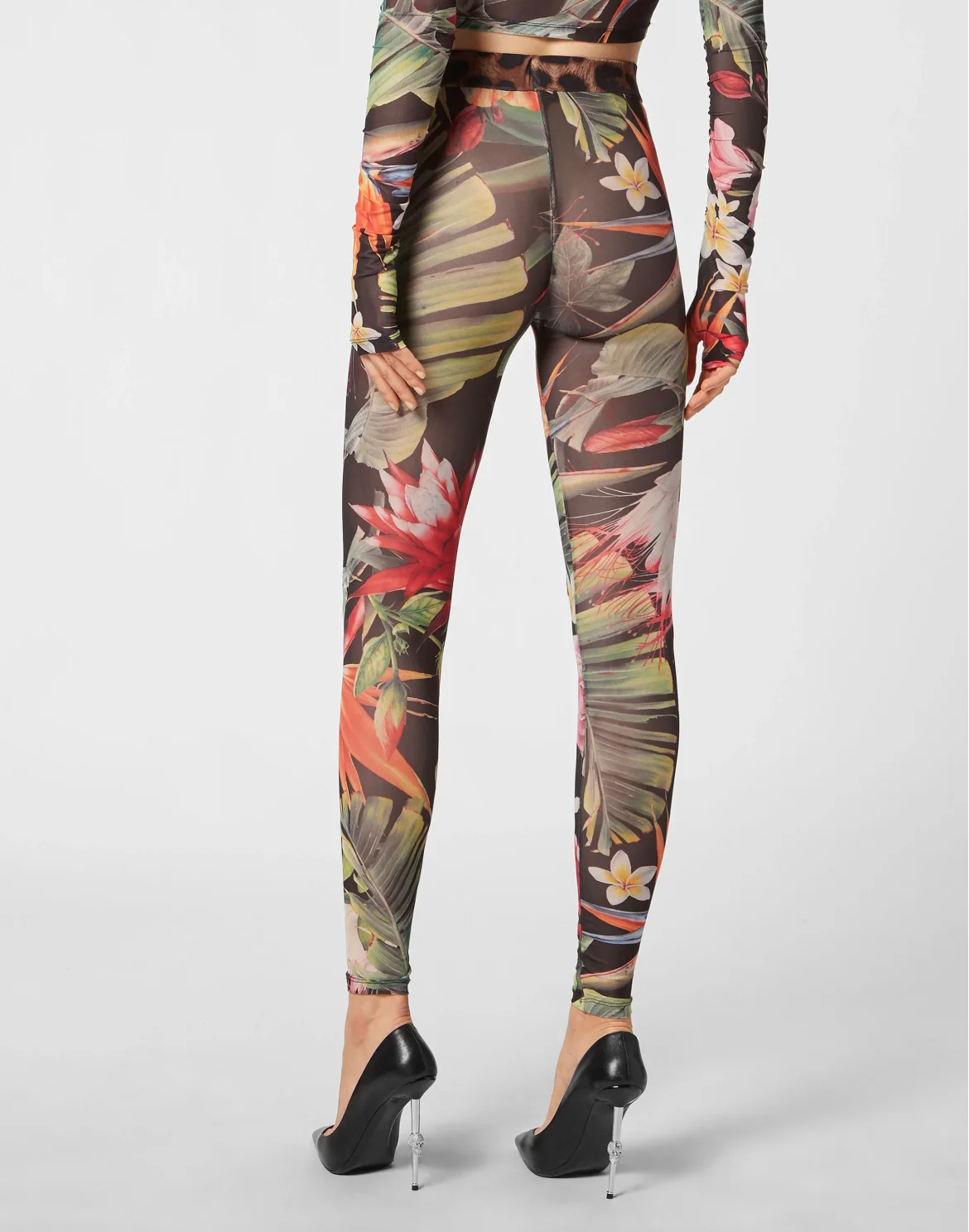 Leggings Flowers, цвет: Черный