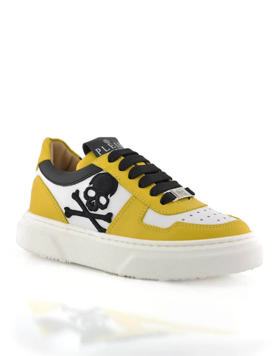 SNEAKERS BOX SOLE LACE EMBROIDERY SKULL, цвет: Желтый