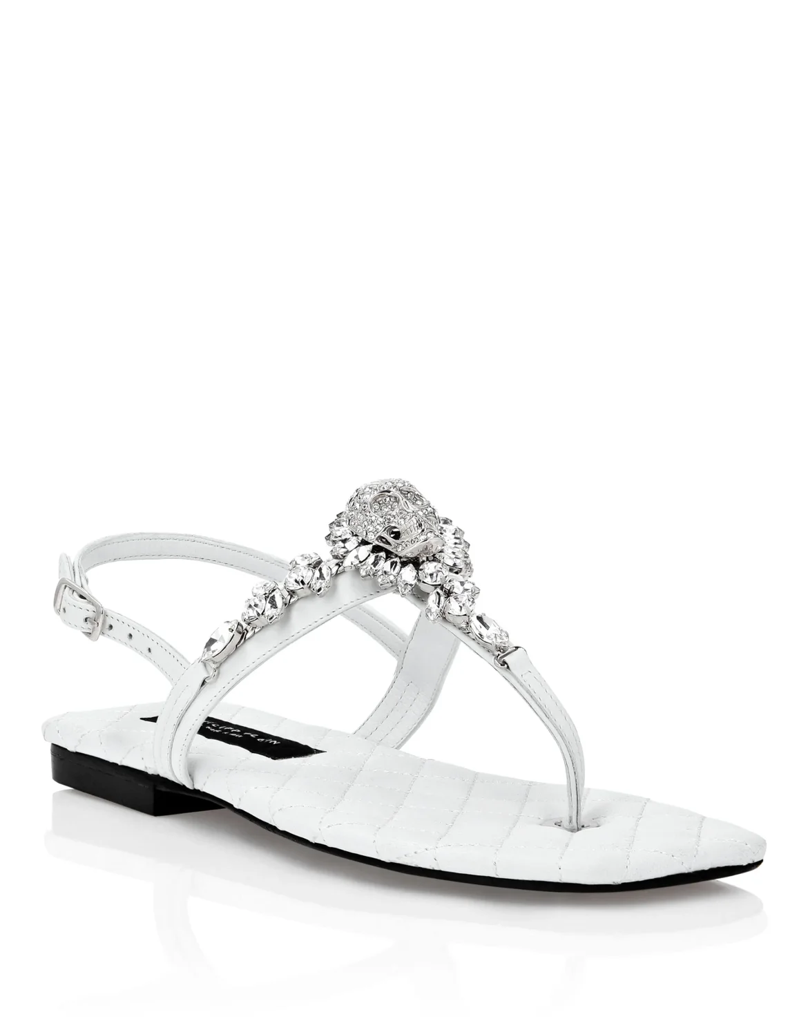 Sandals Flat Crystal Skull with Crystals, цвет: Белый