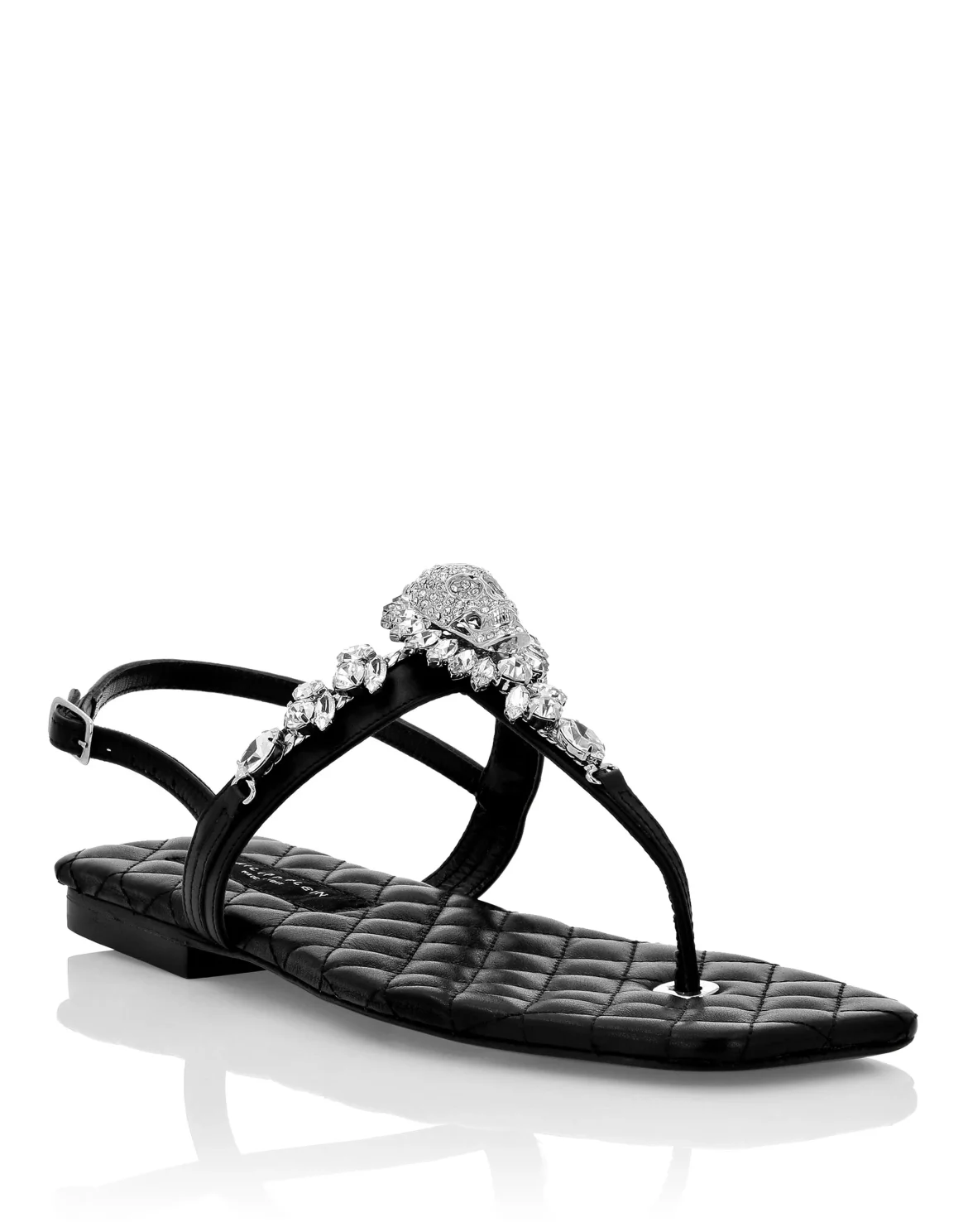 Sandals Flat Crystal Skull with Crystals, цвет: Черный