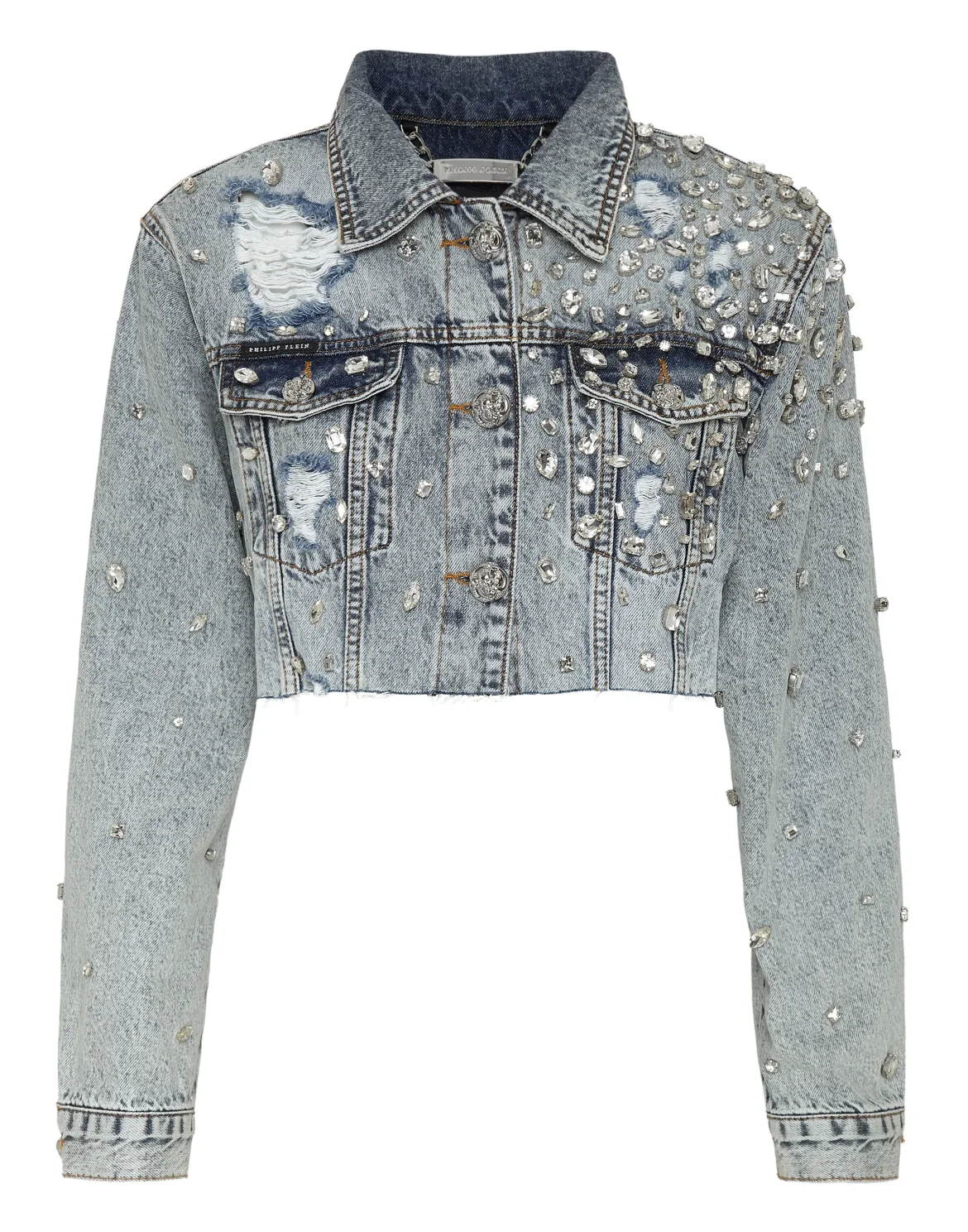 Denim Long Jacket Crystal, цвет: Синий