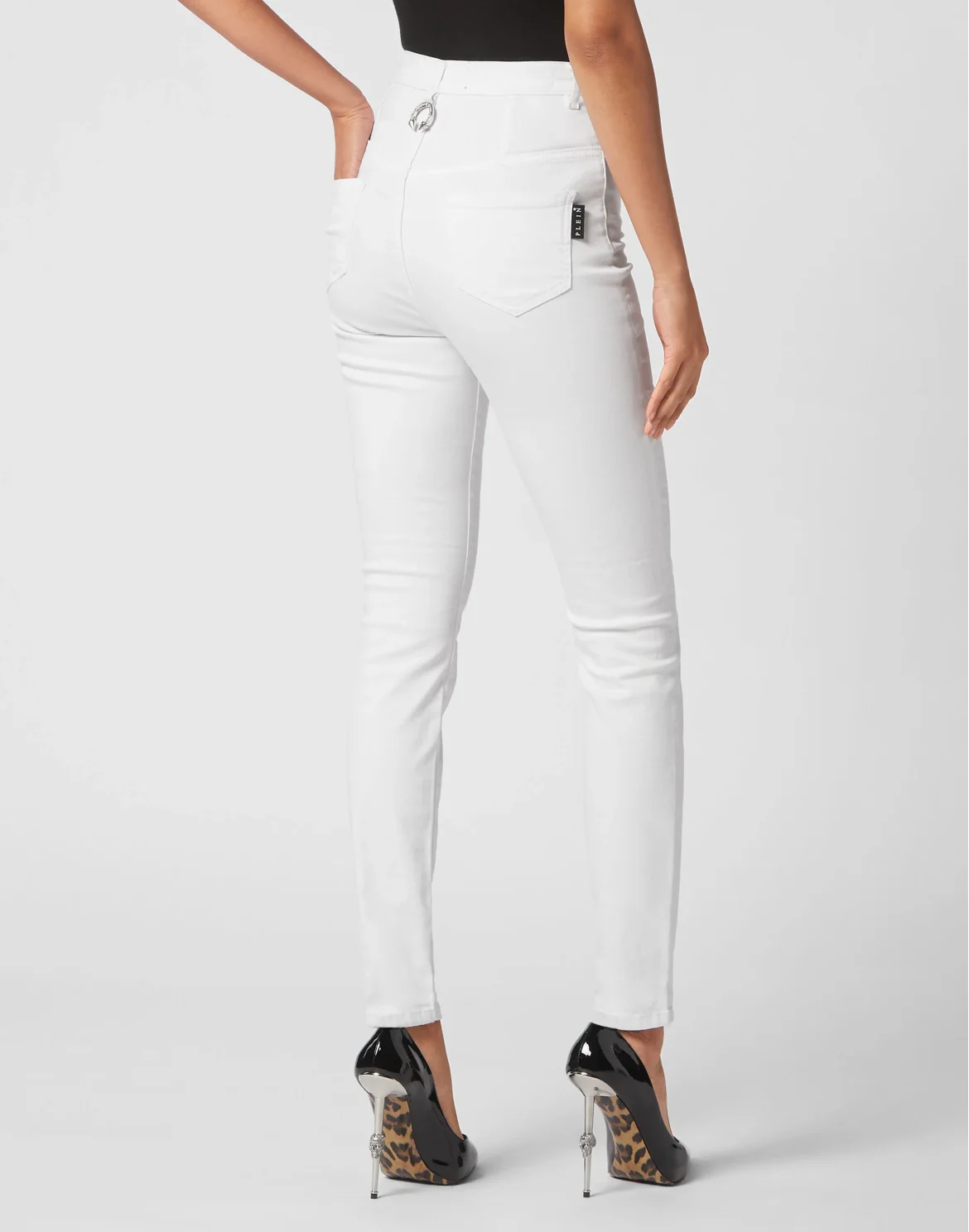 Super High Waist Denim Jeggings, цвет: Белый