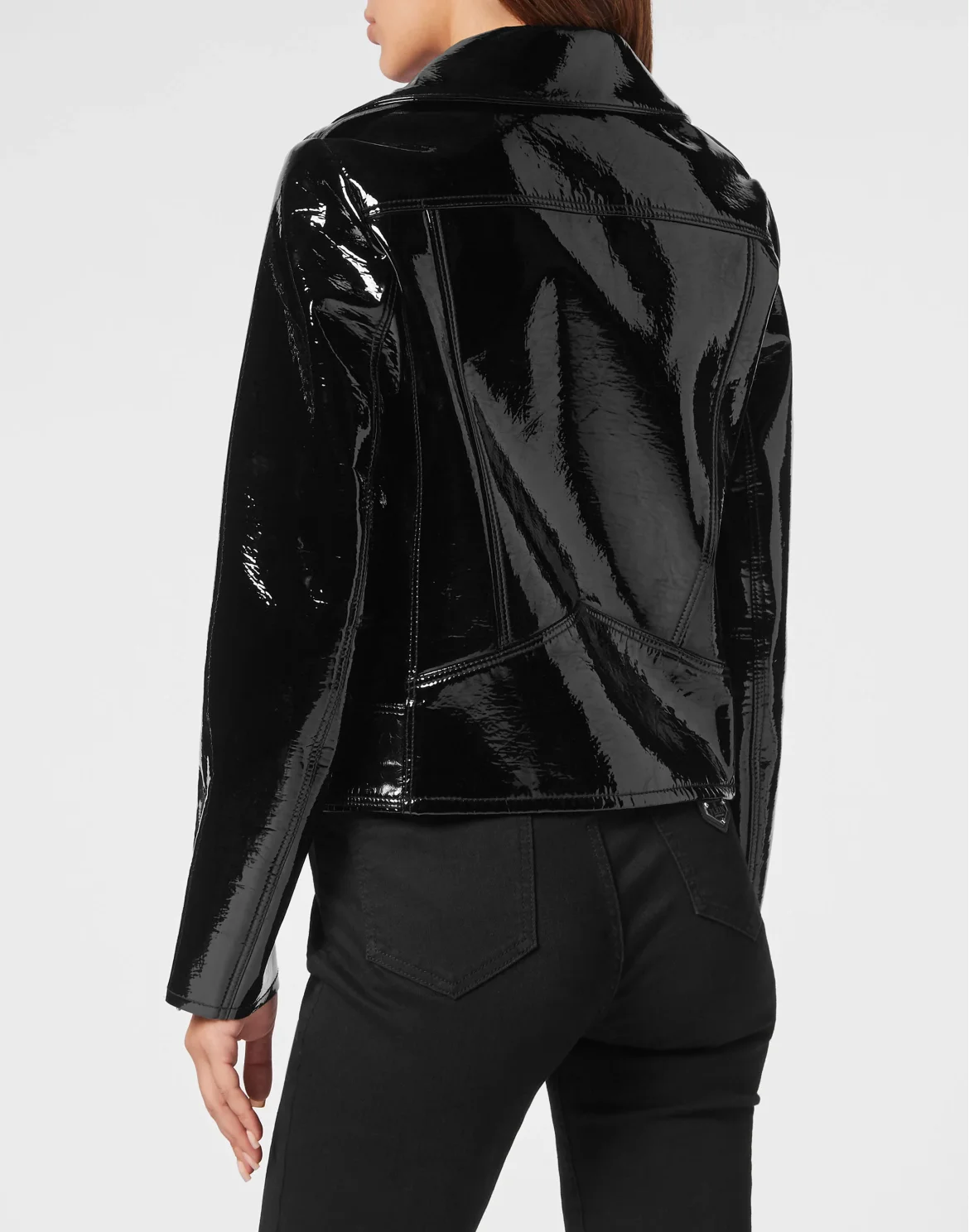 Oversize Glossy Eco Leather Jacket, цвет: Черный