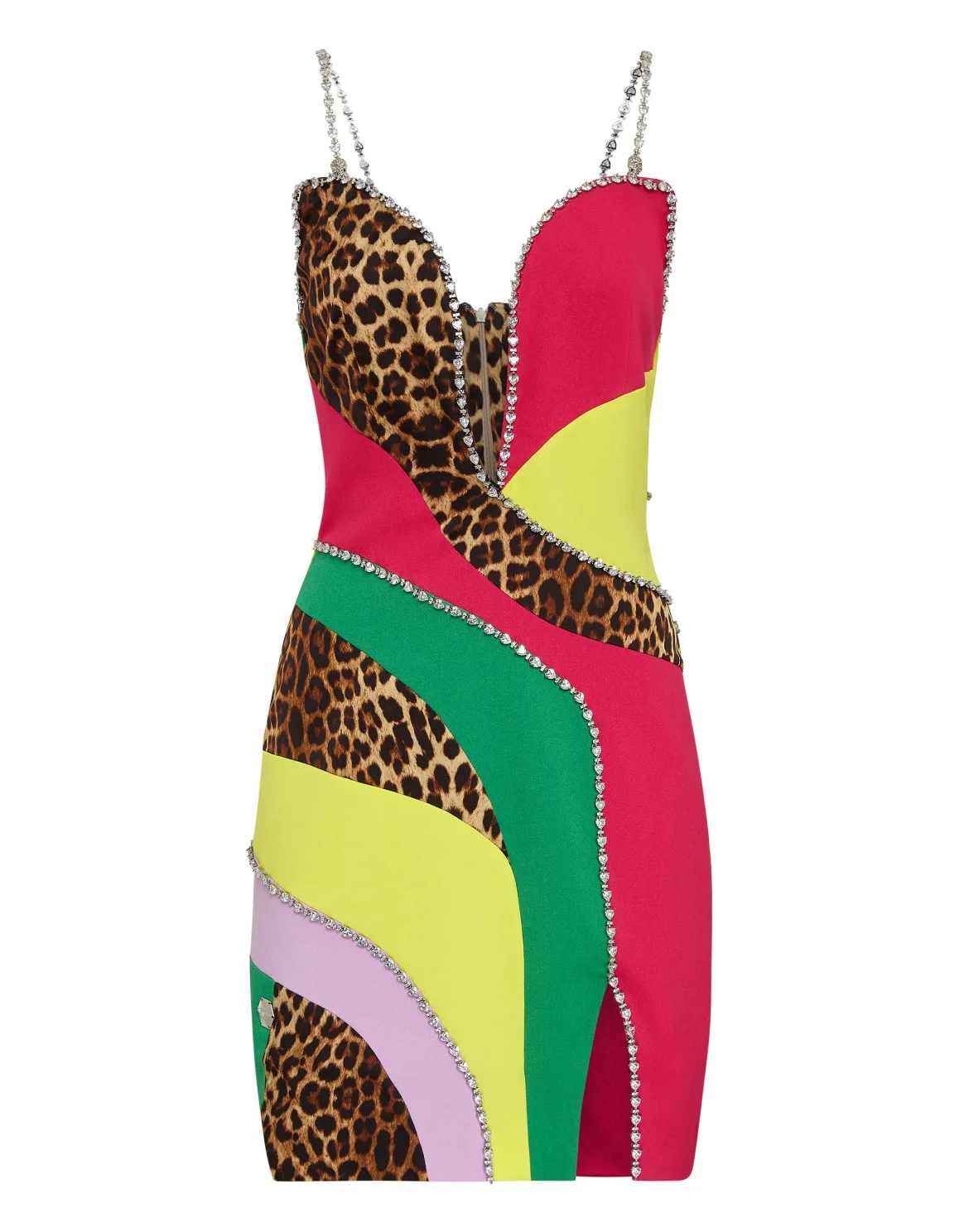 Satin Mini Dress Rainbow Patchwork, цвет: Мультиколор