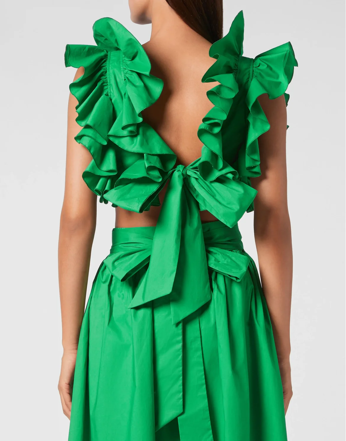 Volant Cropped Top, цвет: Зеленый
