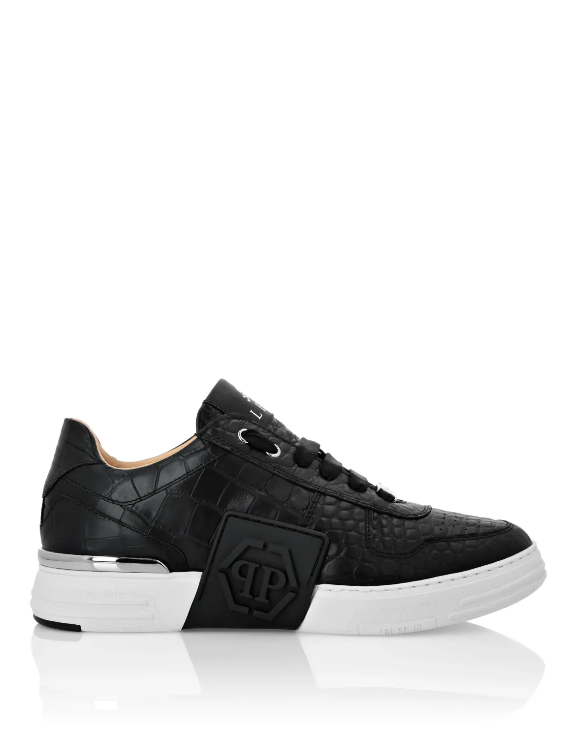 Leather Lo-Top Sneakers Hexagon, цвет: Черный