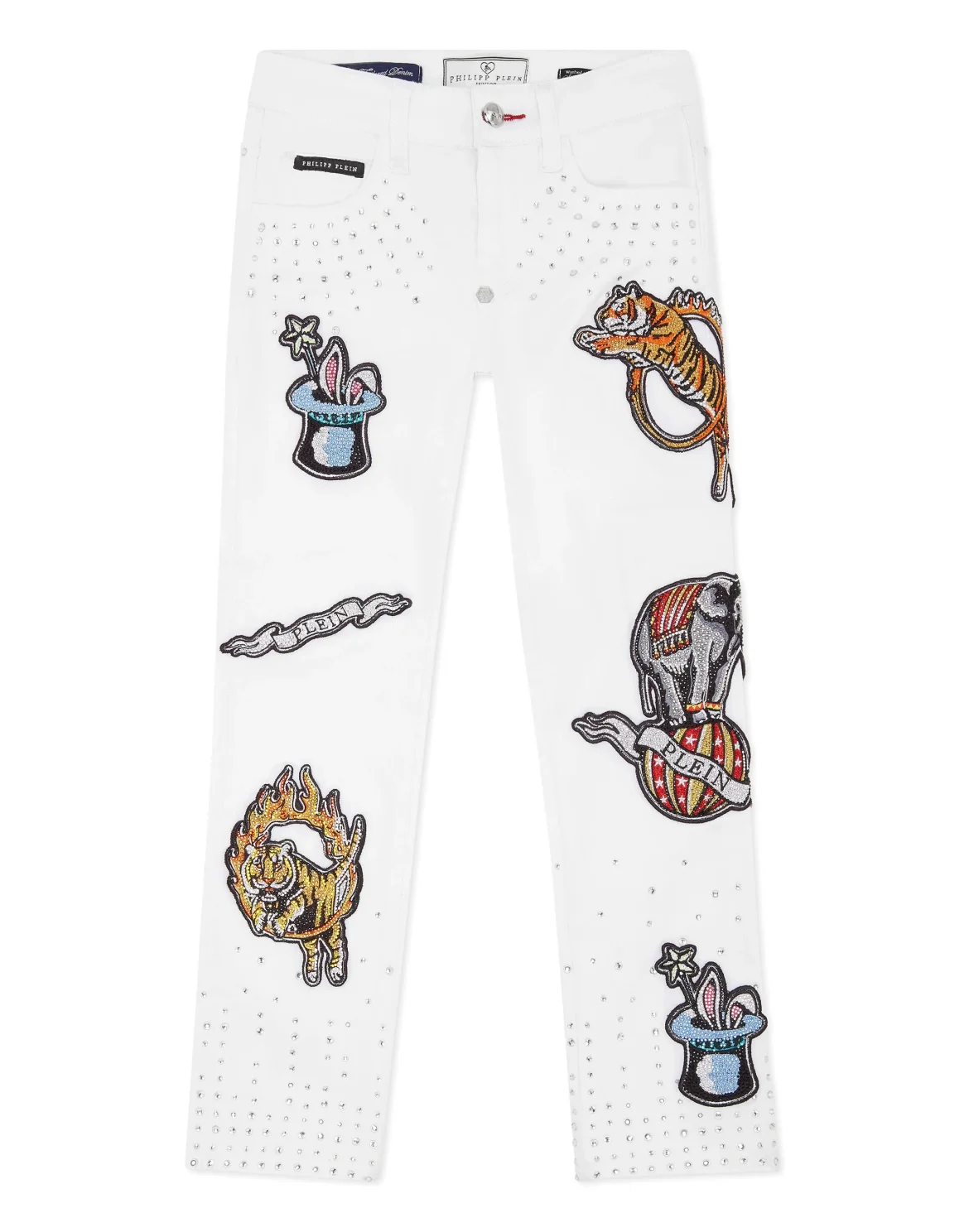 Denim Trousers Loose Fit Colorful Circus, цвет: Белый