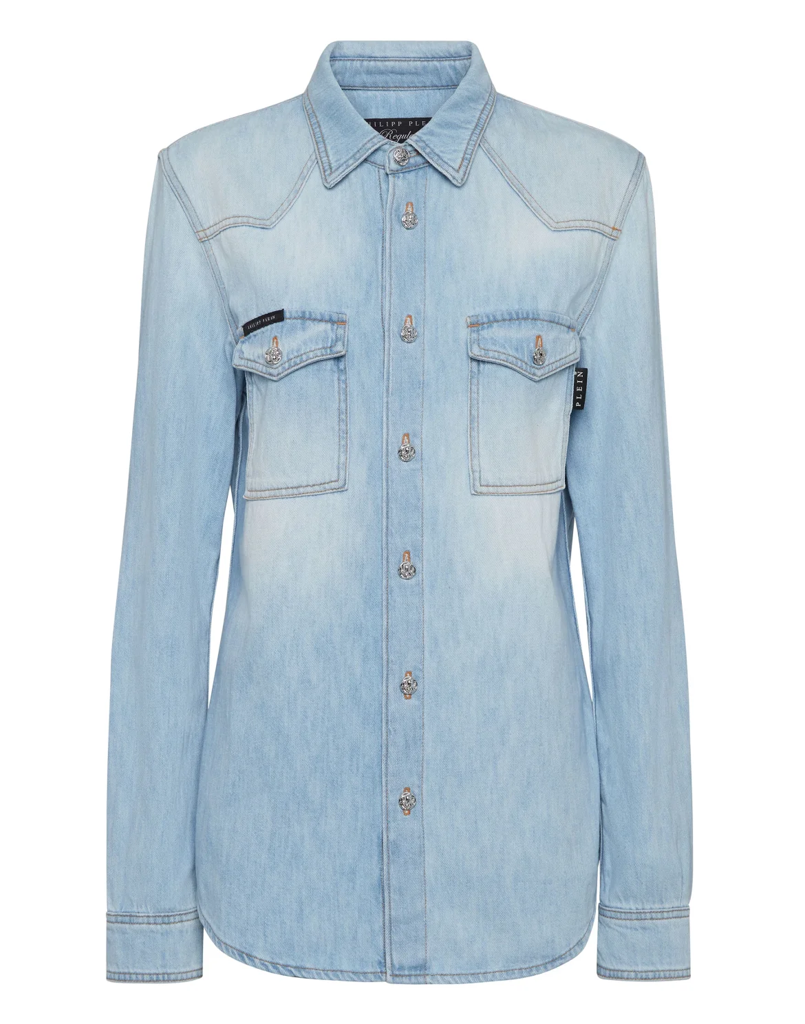 Denim Regular Shirt Crystal Skull, цвет: Синий