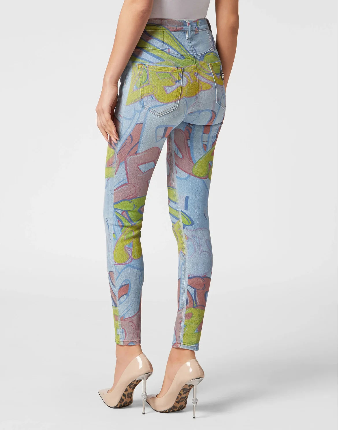 Super High Waist Jeggings Bombing Graffiti, цвет: Мультиколор