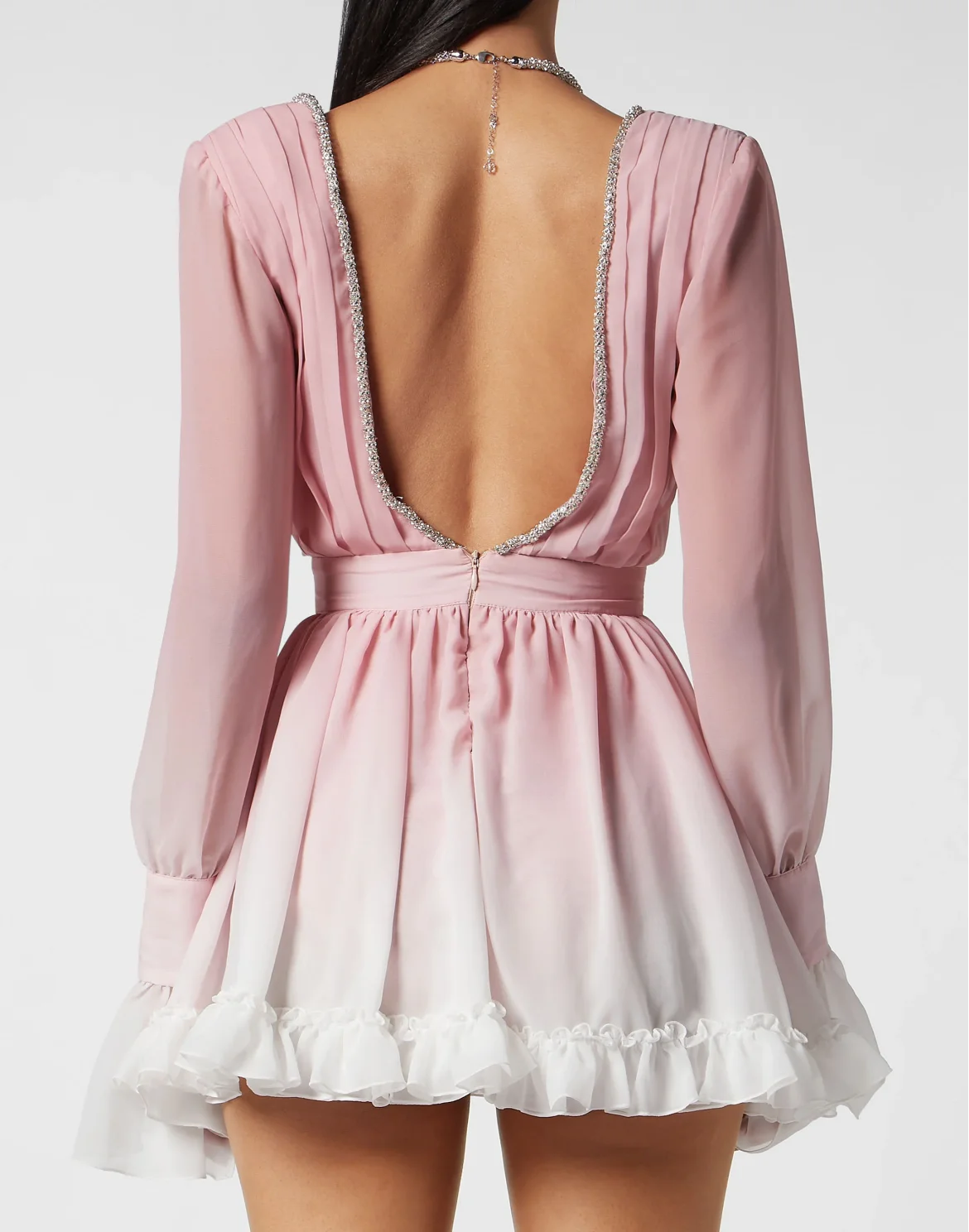 Chiffon Plisse Mini Dress Degrade, цвет: Розовый