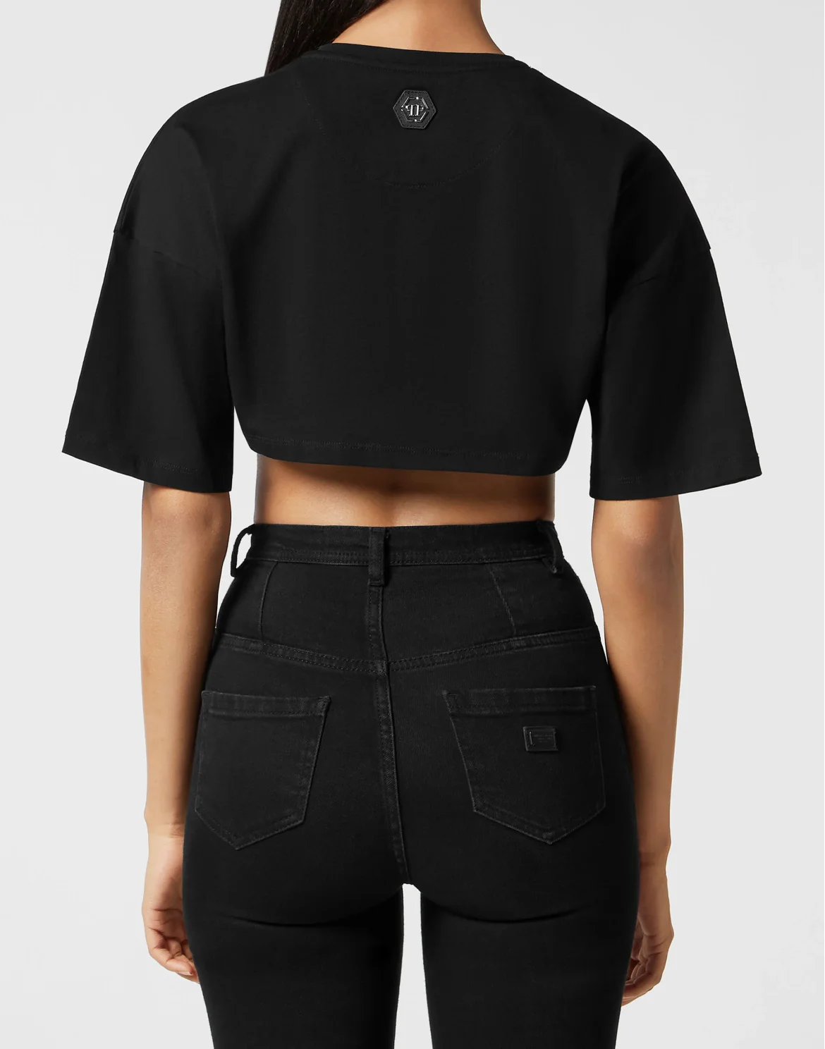Cropped T-shirt with Crystals Philipp Plein TM, цвет: Черный