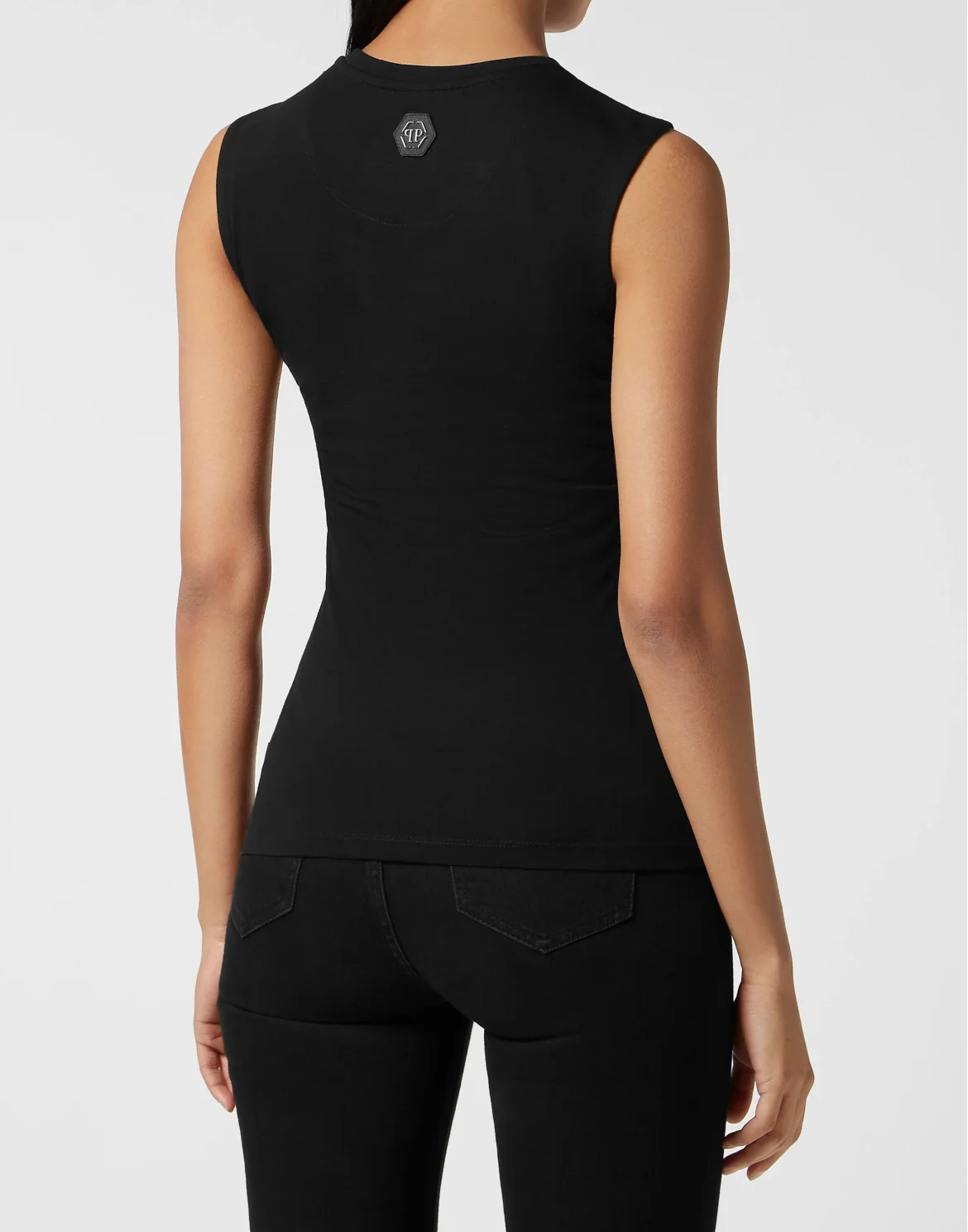 Full Strass Tank Top Wire Frame, цвет: Черный