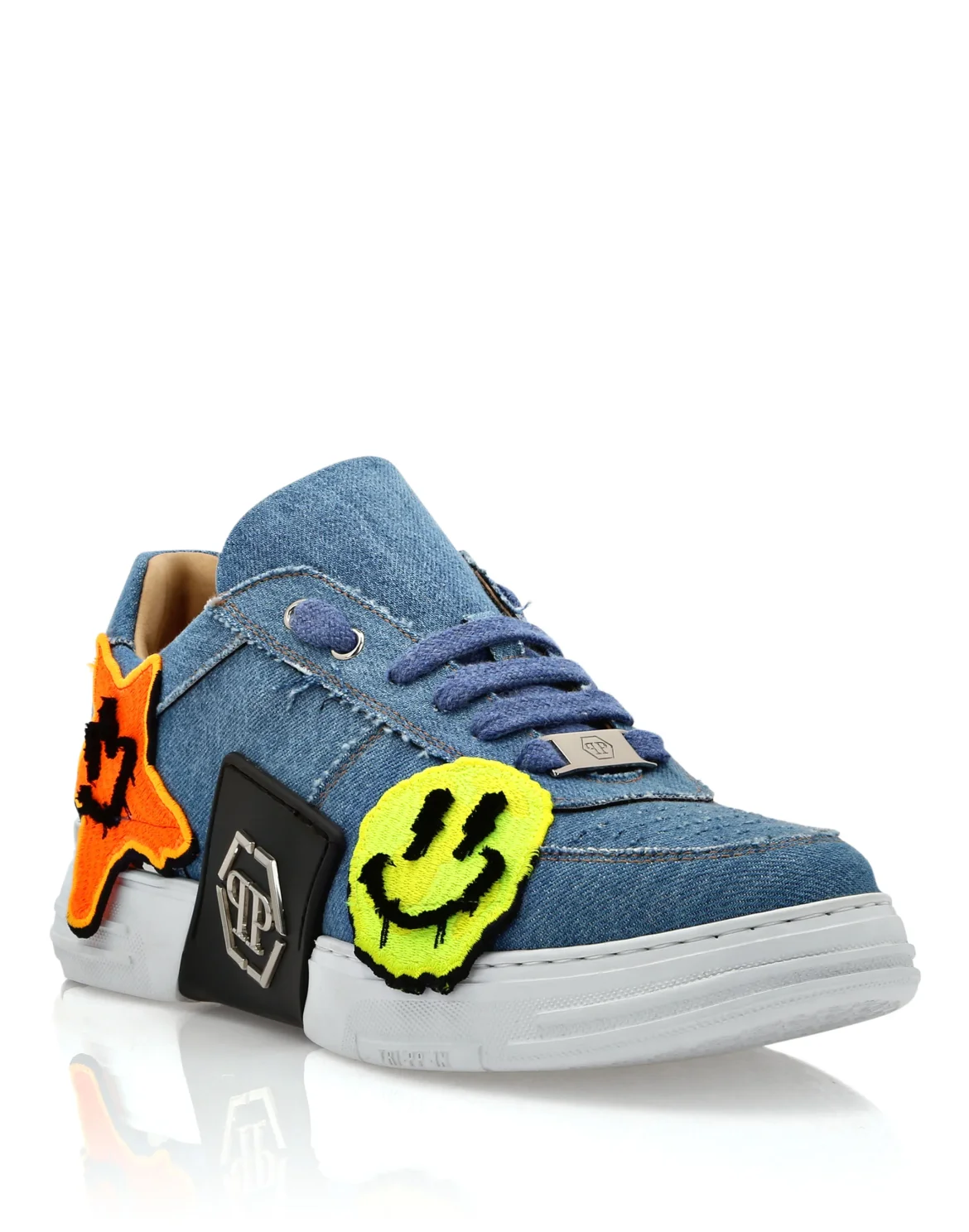 Denim Lo-Top Sneakers Smile Graffiti, цвет: Синий