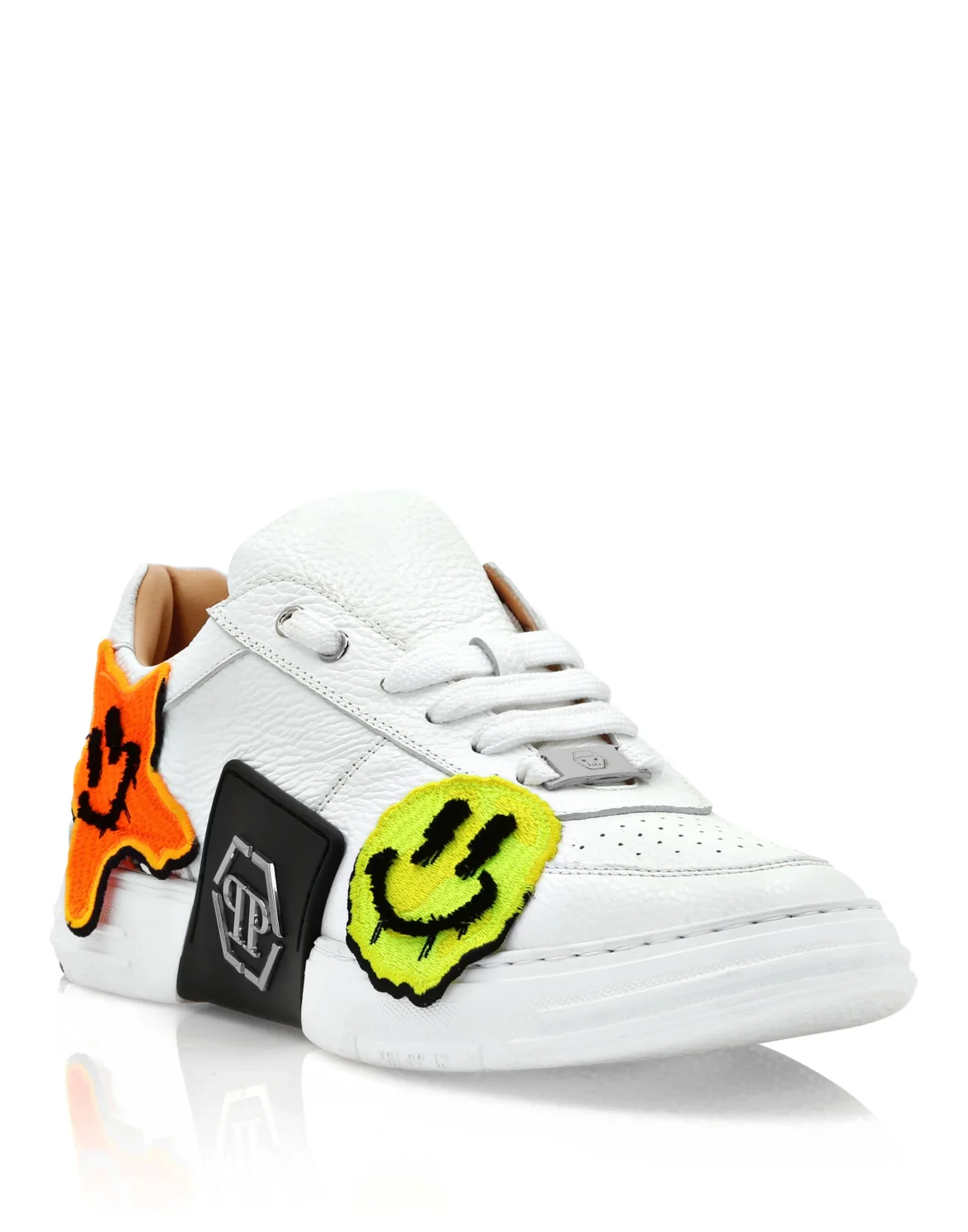 Leather Lo-Top Sneakers Smile Graffiti, цвет: Белый