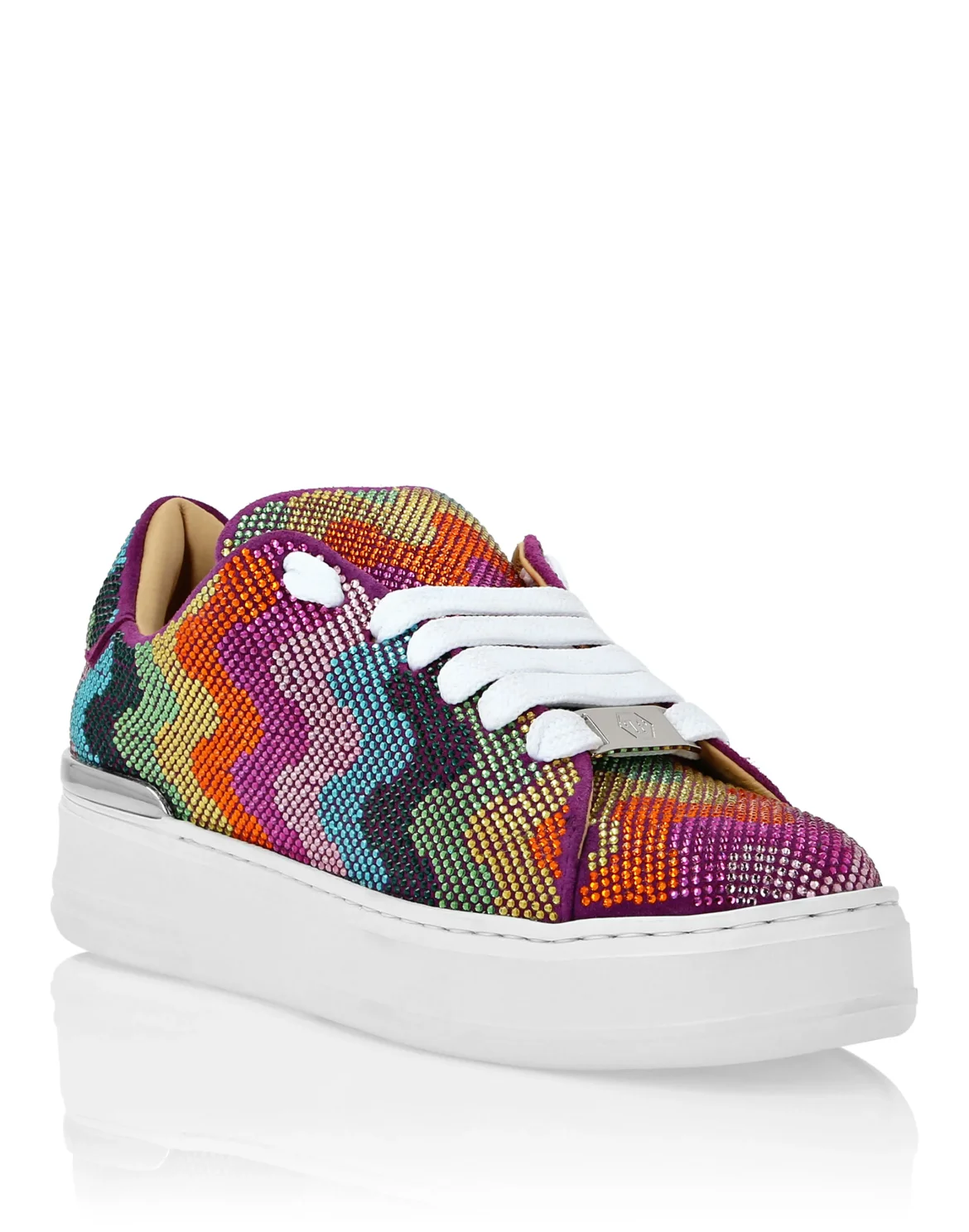 Suede Lo-Top Sneakers with Crystals Waves Rainbow, цвет: Мультиколор