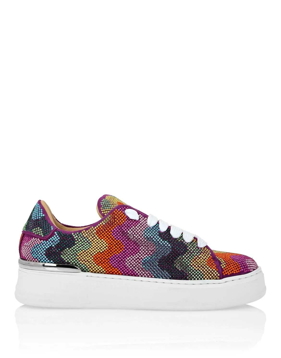 Suede Lo-Top Sneakers with Crystals Waves Rainbow, цвет: Мультиколор