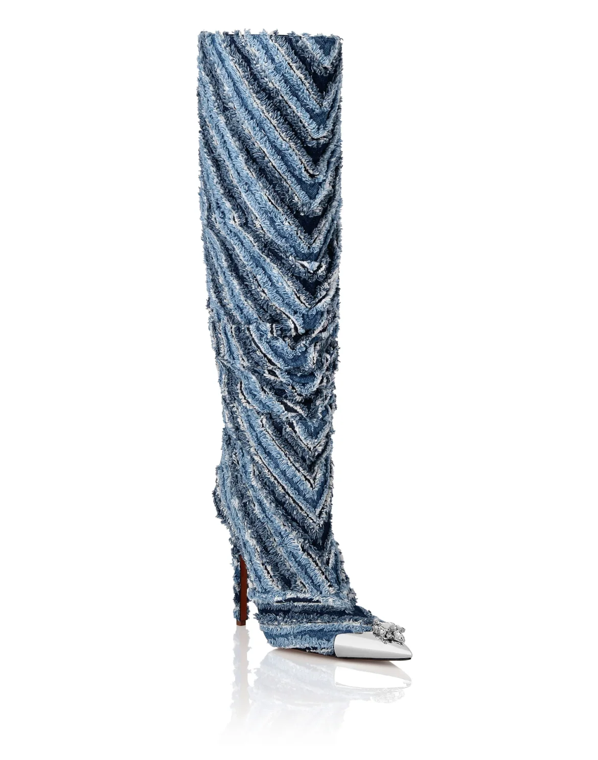 Mix Denim High Boots Hi-Heels, цвет: Синий