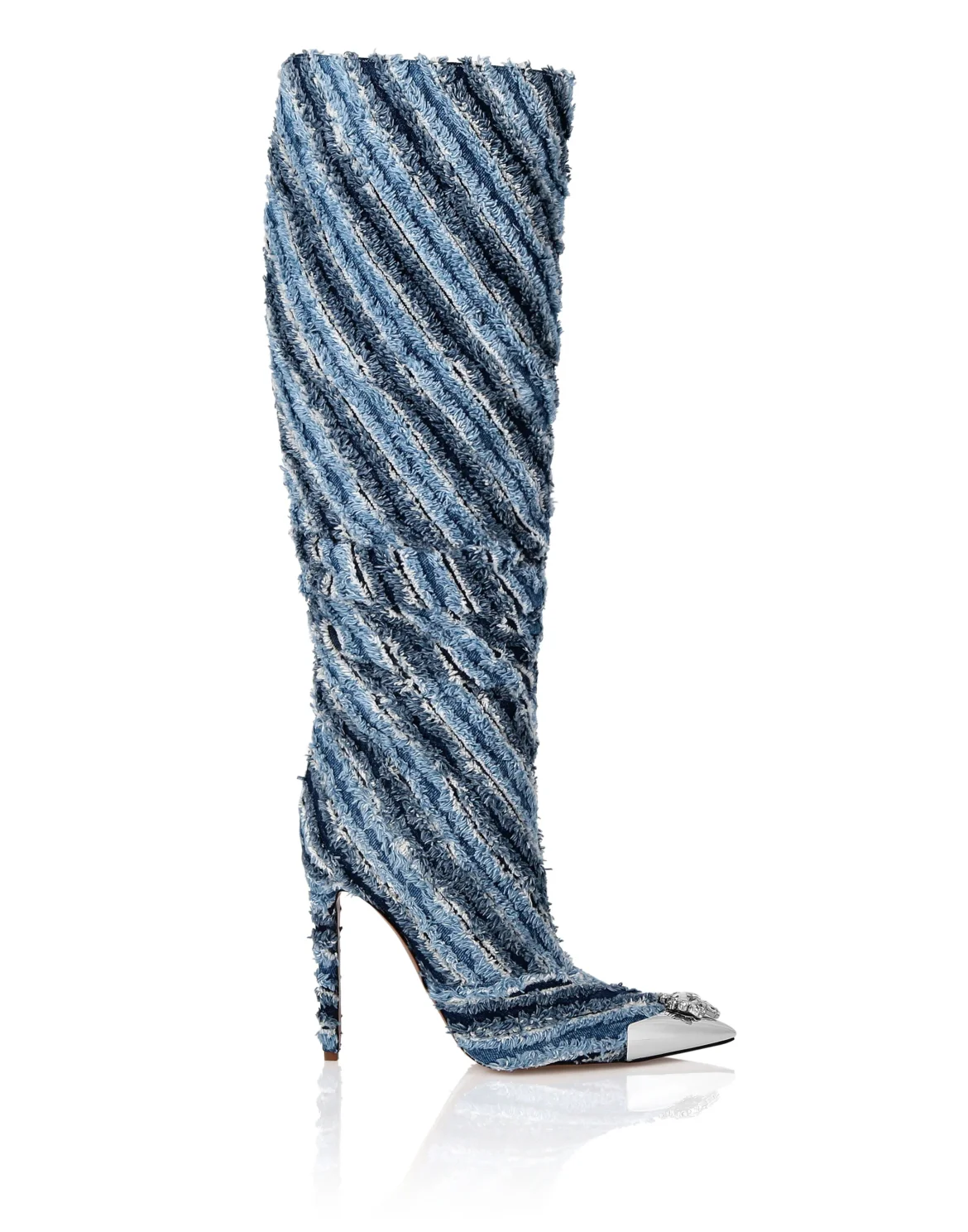 Mix Denim High Boots Hi-Heels, цвет: Синий