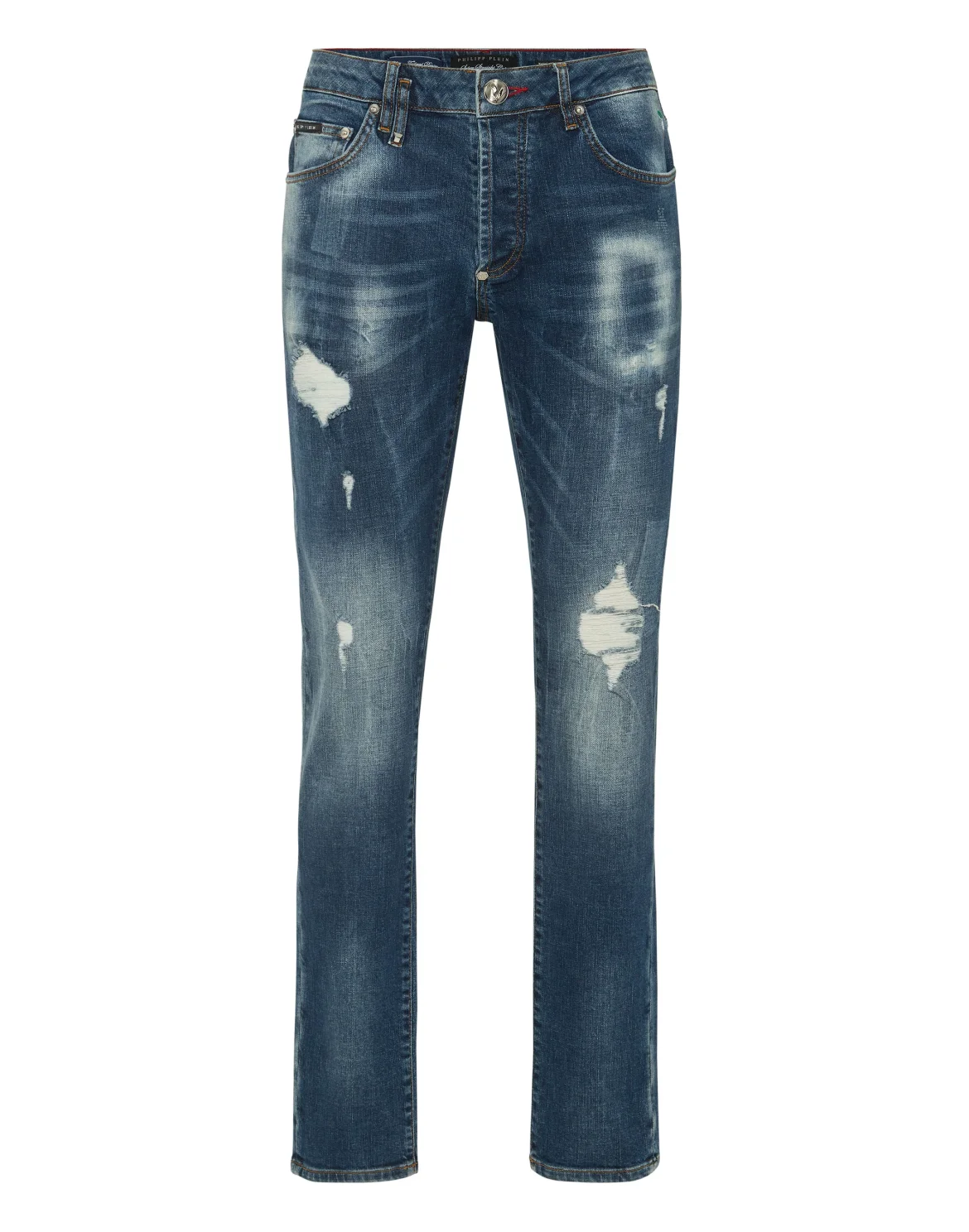 Denim Trousers Super Straight Cut Skulls, цвет: Синий