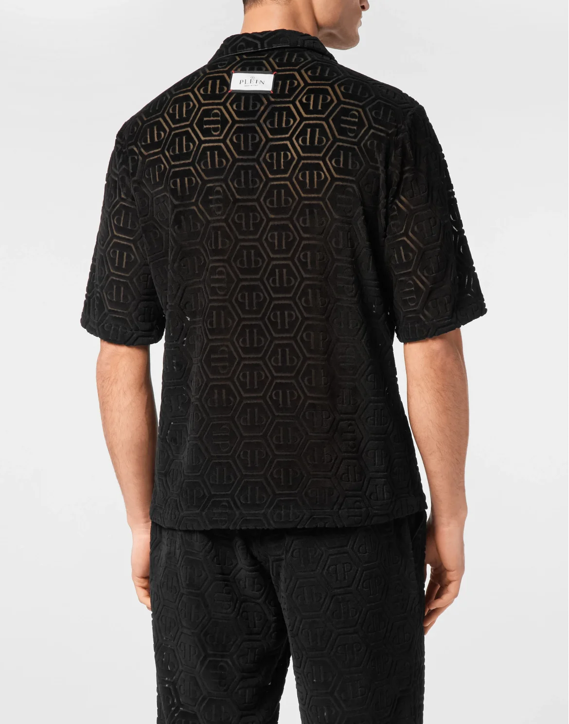Shirt SS Bowling Fit Jacquard Monogram, цвет: Черный