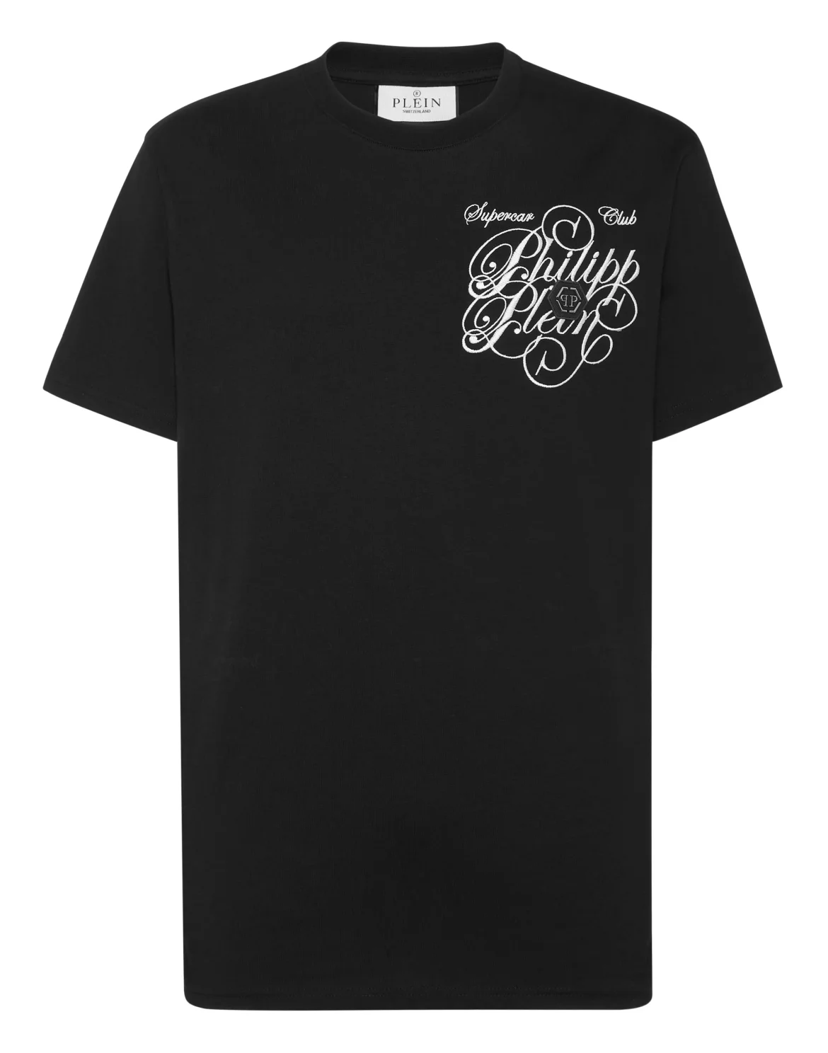 T-shirt Round Neck Plein Coursive Stones, цвет: Черный