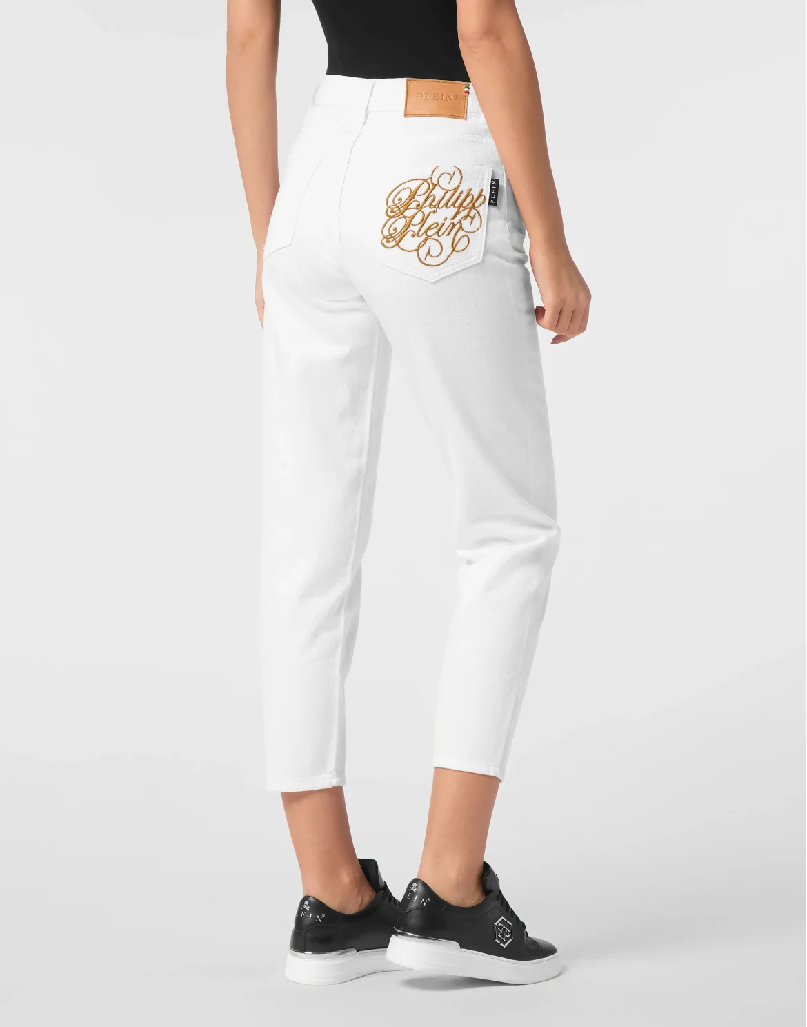 Denim Trousers Mom Fit Logo, цвет: Белый