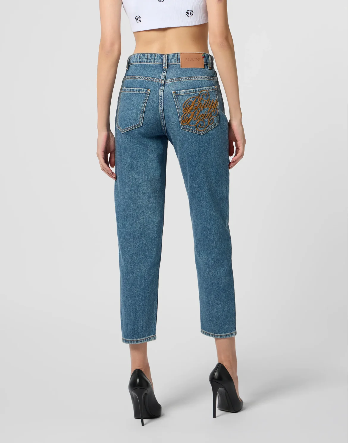 Denim Trousers Mom Fit Logo, цвет: Синий