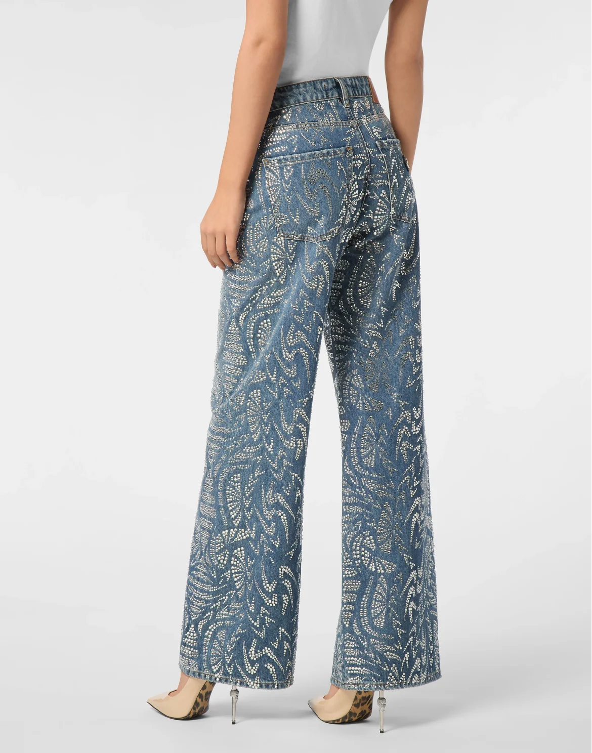 Denim Trousers Skater Fit Moroccan Strass, цвет: Синий