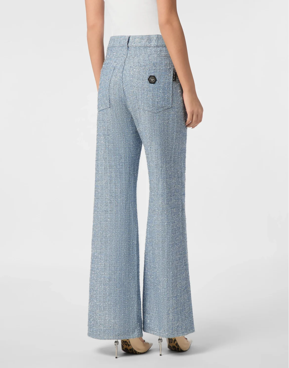 Tweed Denim Trousers Skater Fit, цвет: Синий